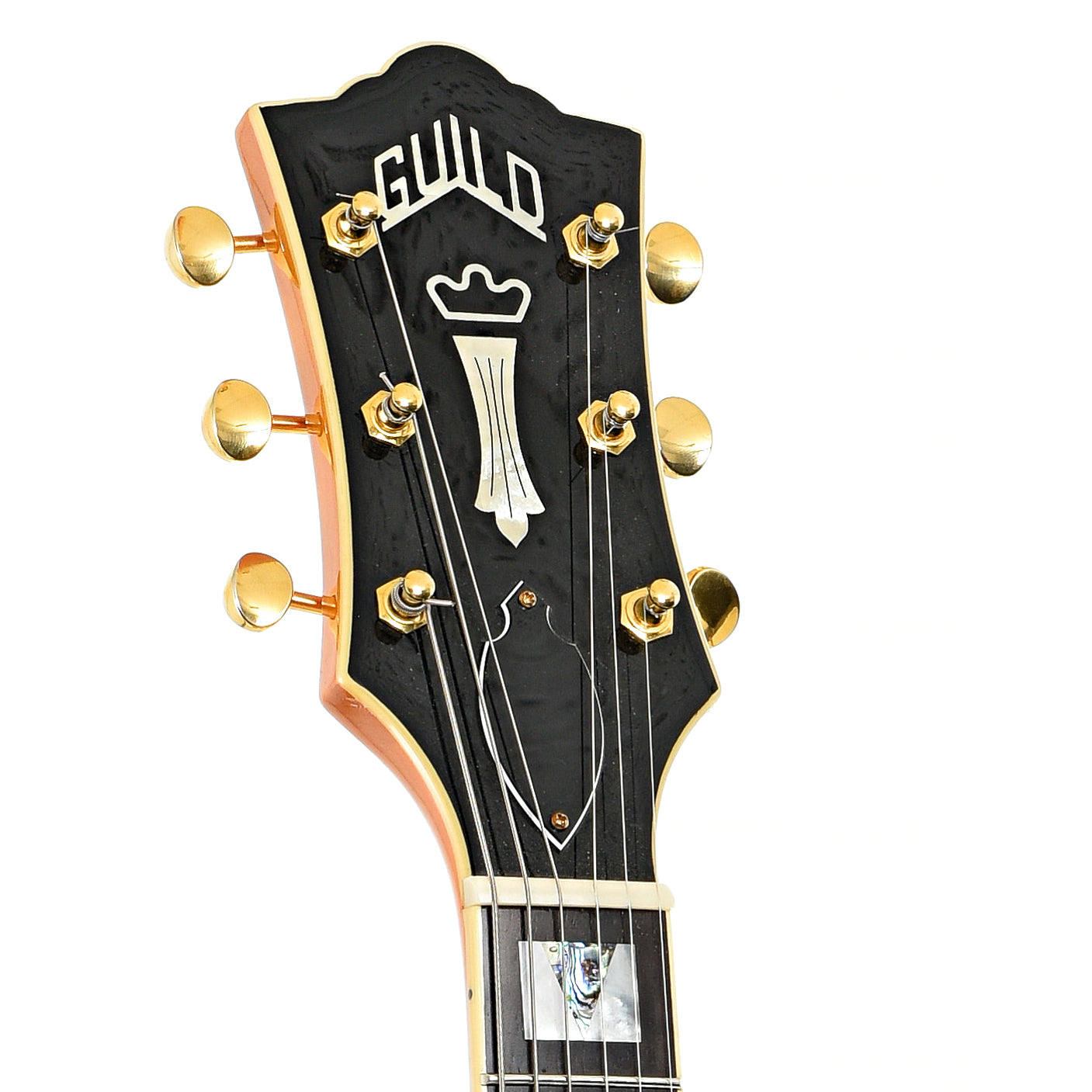 Headstock of Guild Newark St. Starfire VI Hollowbody Electric Guitar