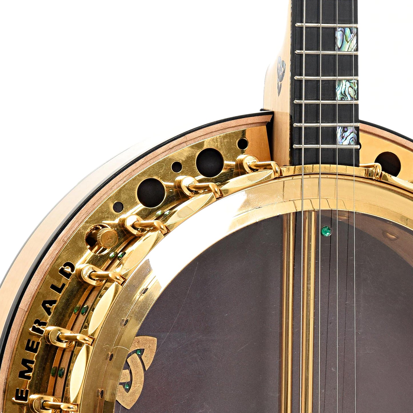 Front neck joint of Emerald Labasheed Gold Irish Tenor Banjo