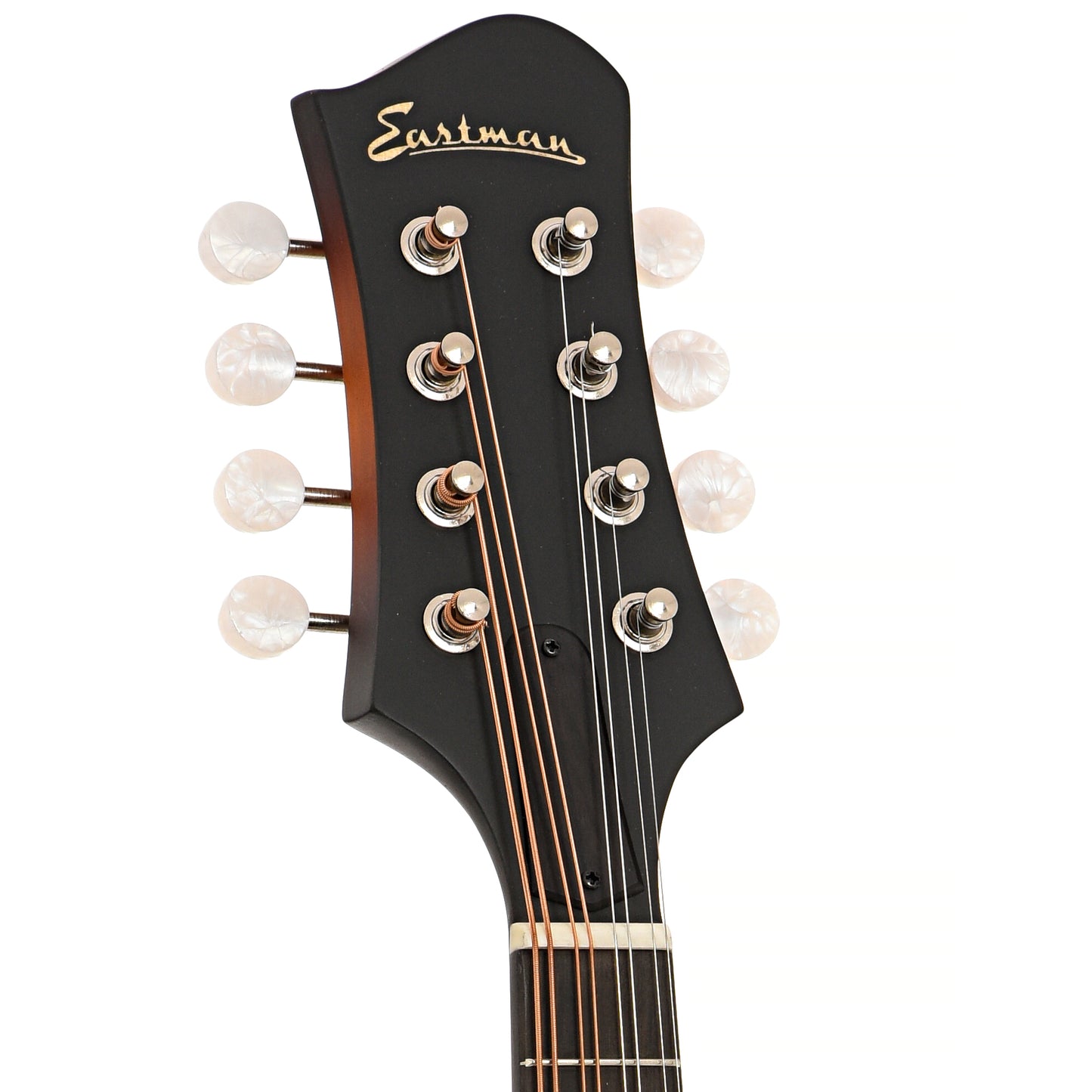 Front headstock of Eastman MD304E-SB Mandolin, Sunburst