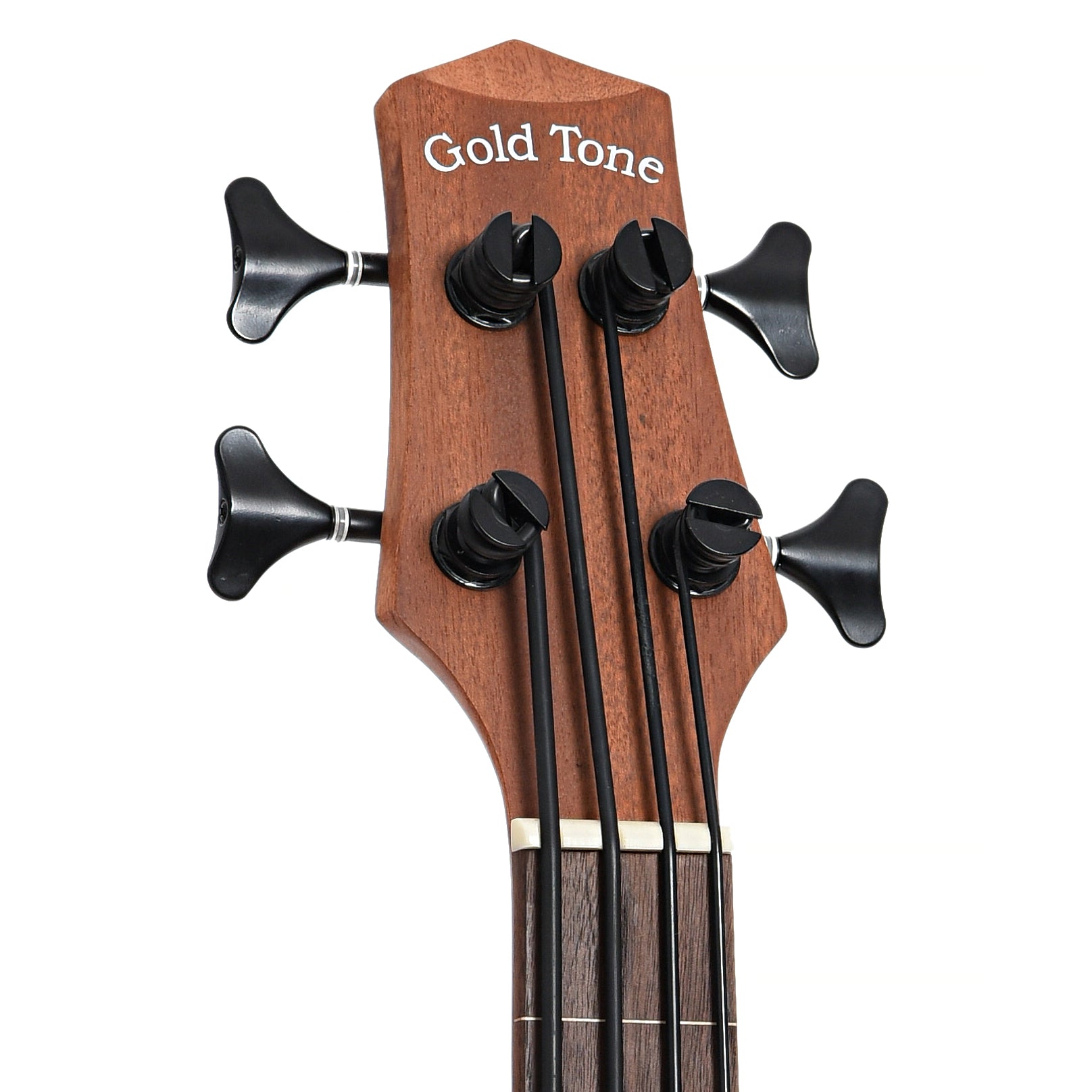 Front headstock of Gold Tone Fretless M-Bass 