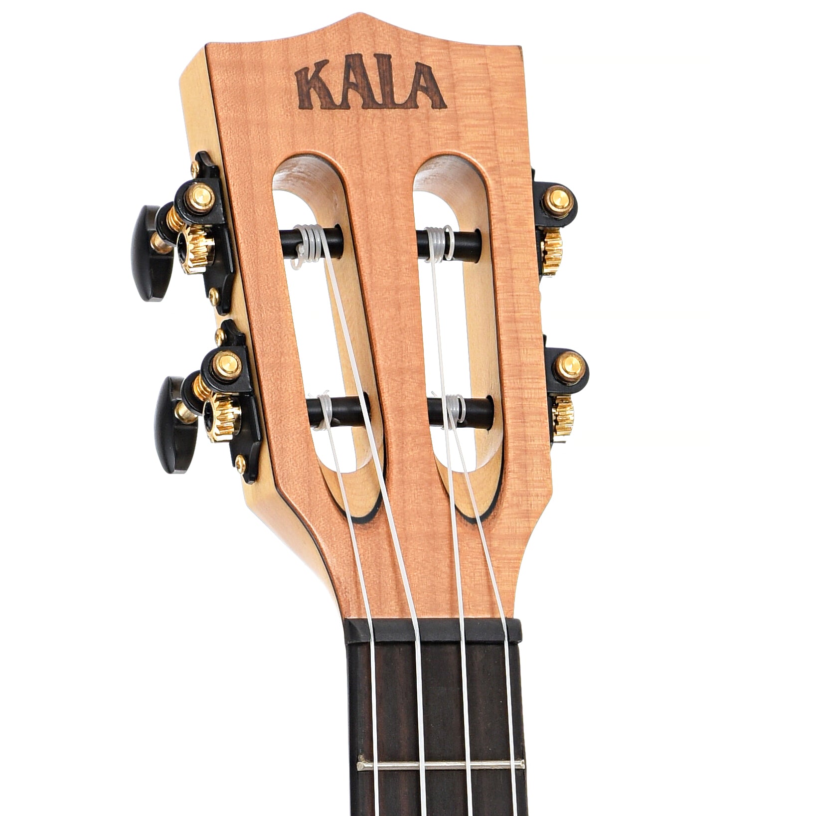 Front headstock of Kala KA-ASFM-T-C All Solid Flame Maple Tenor Ukulele