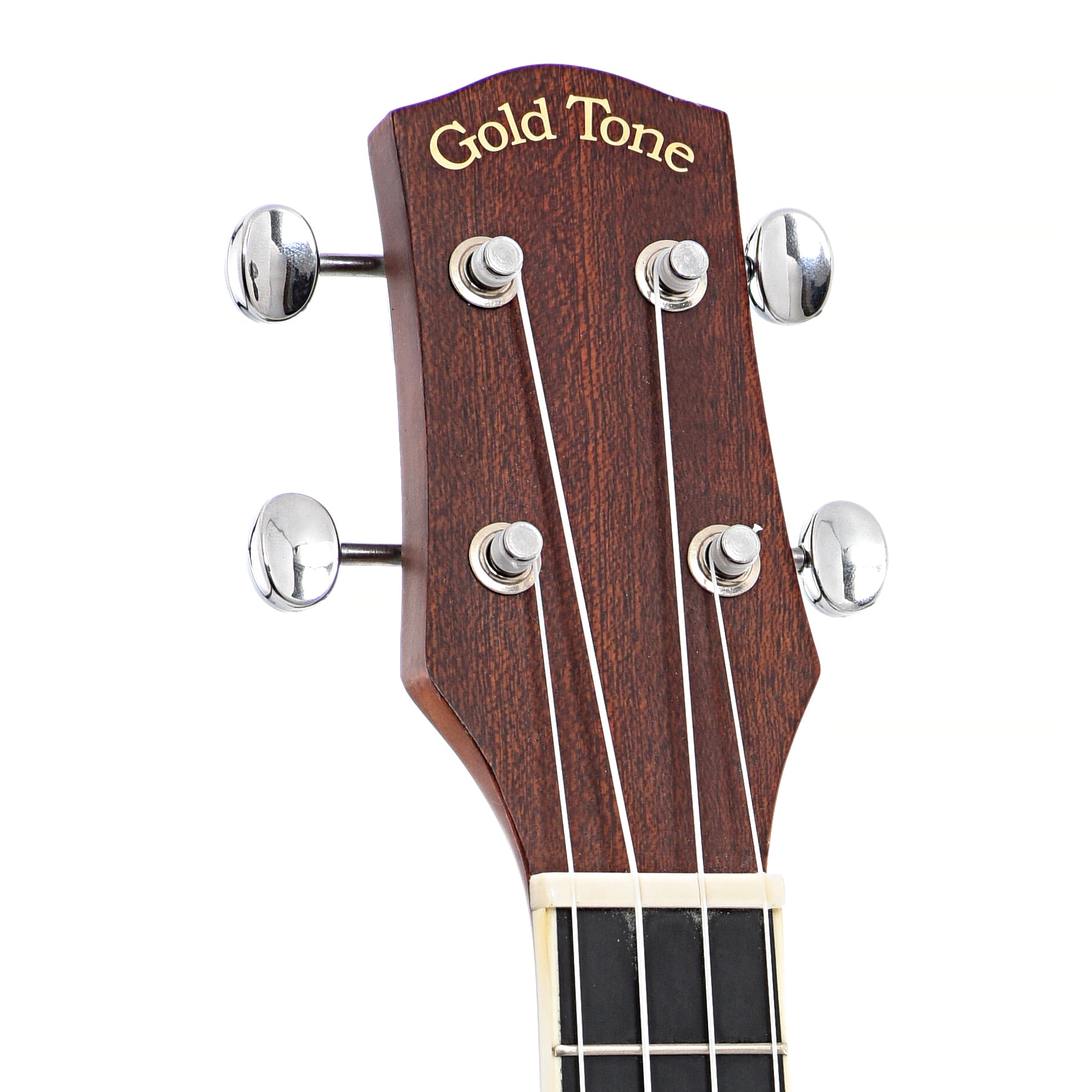 Front headstock of Gold Tone Metal Body Concert ResoUke 