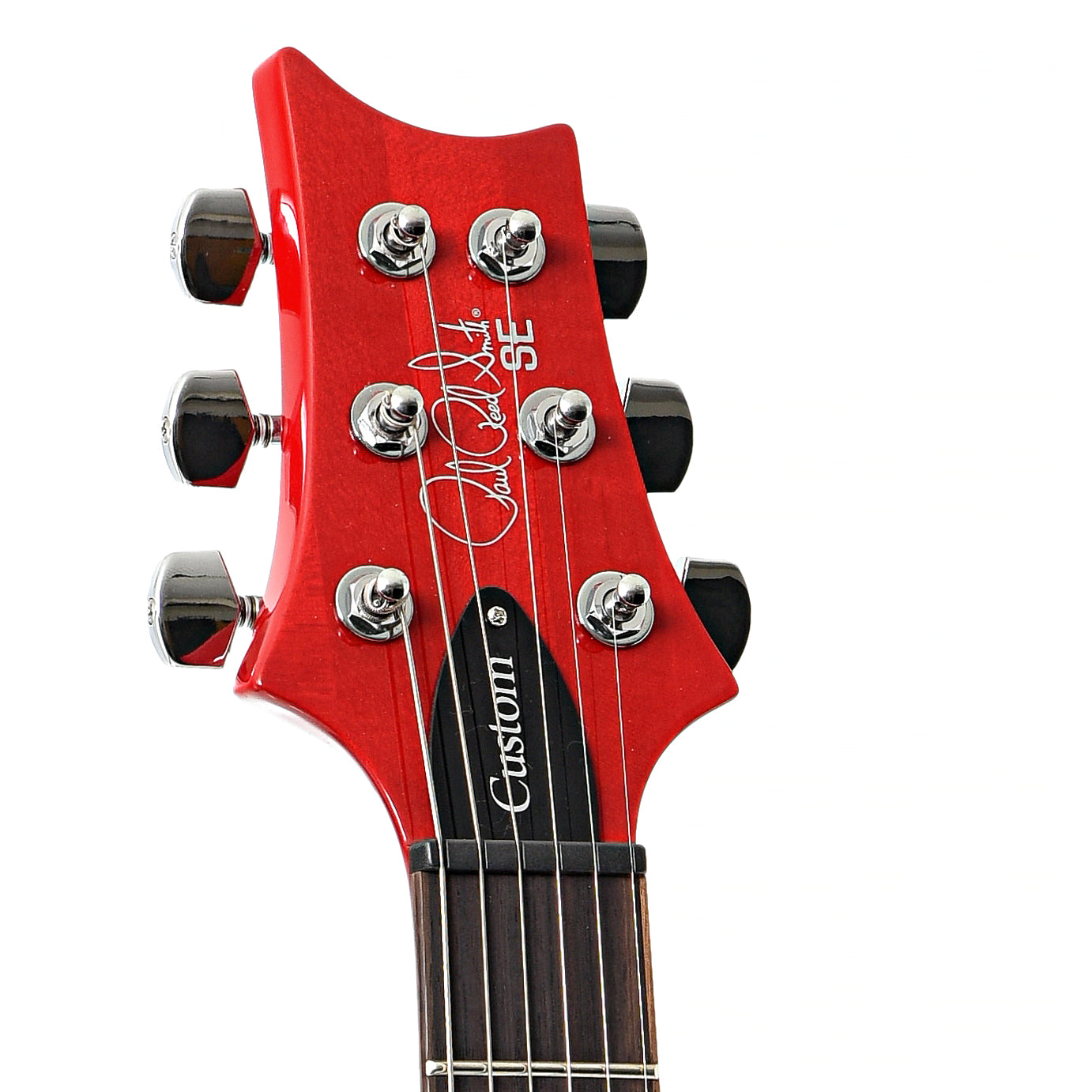 Headstock of PRS SE Custom 24 Electric Guitar, Charcoal Cherry Burst