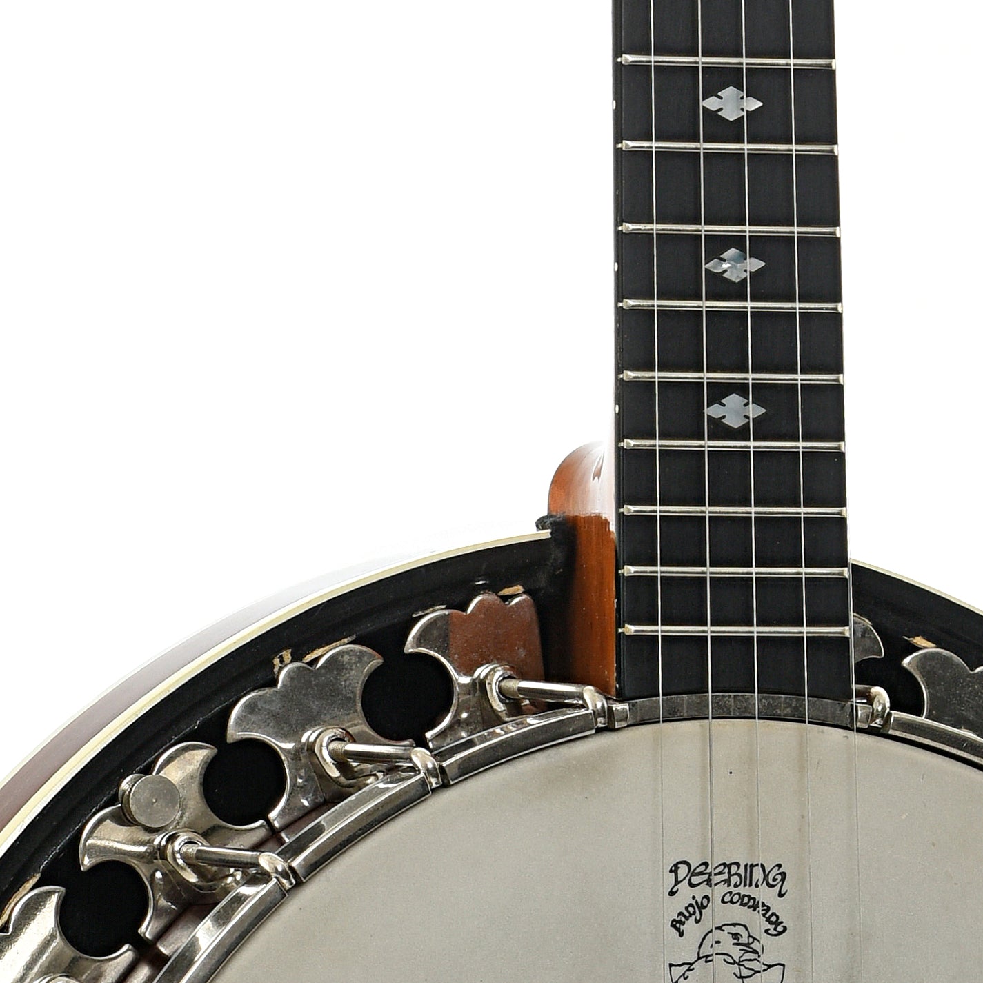 Front body and neck join of Deering Deluxe Resonator Banjo (1982)