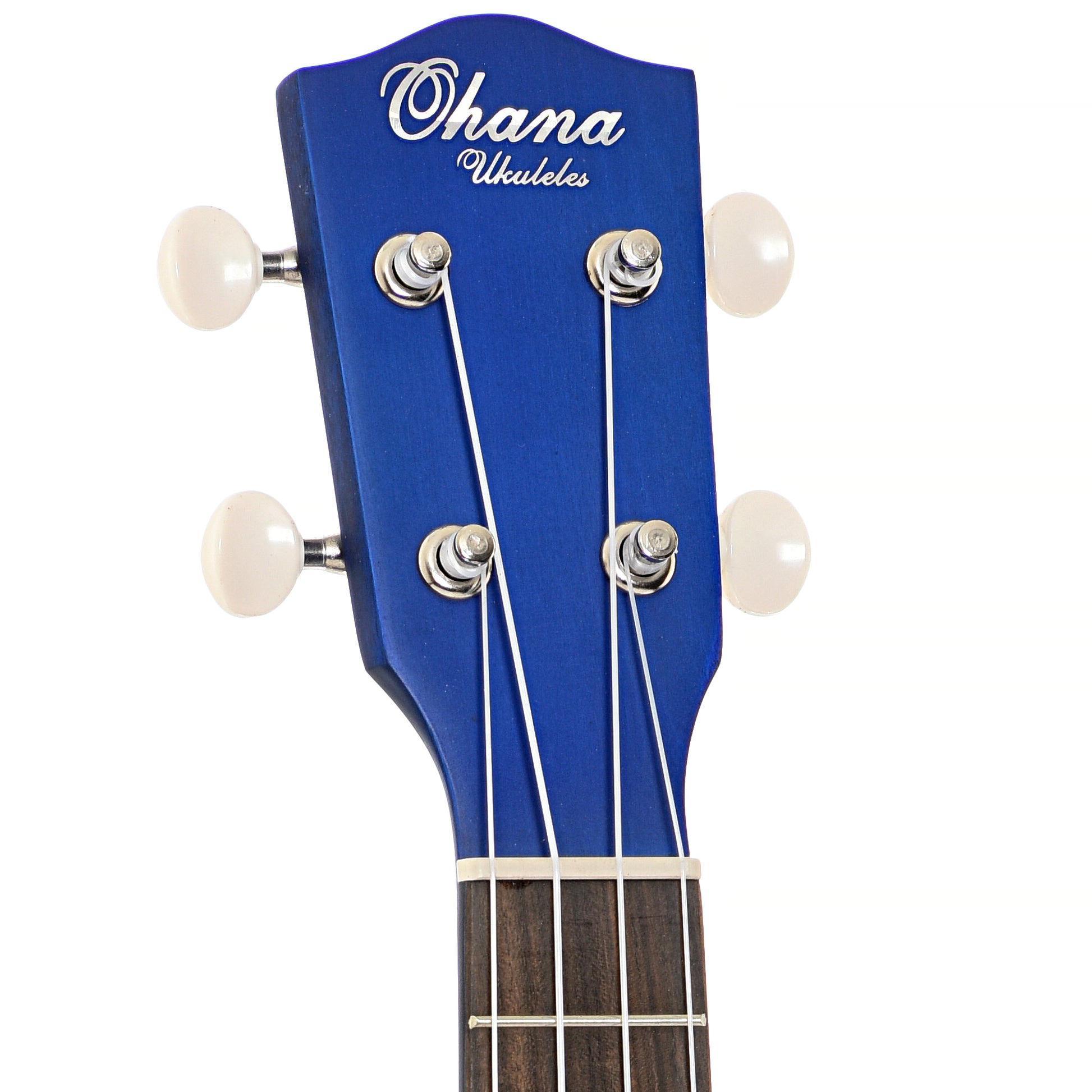 Front headstock of Ohana SK-10 Soprano Ukulele Blue