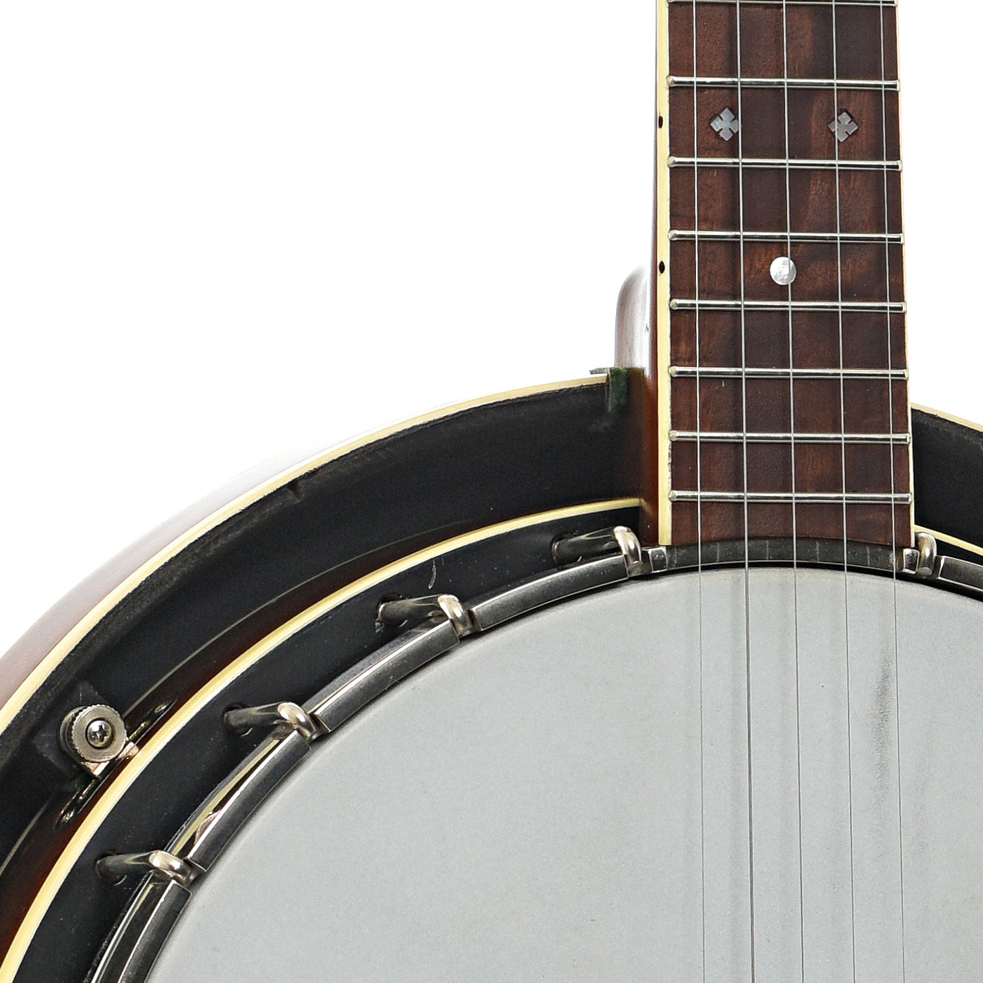 Front body and neck join of Randy Wood Featherlite Resonator Banjo (c.2020)