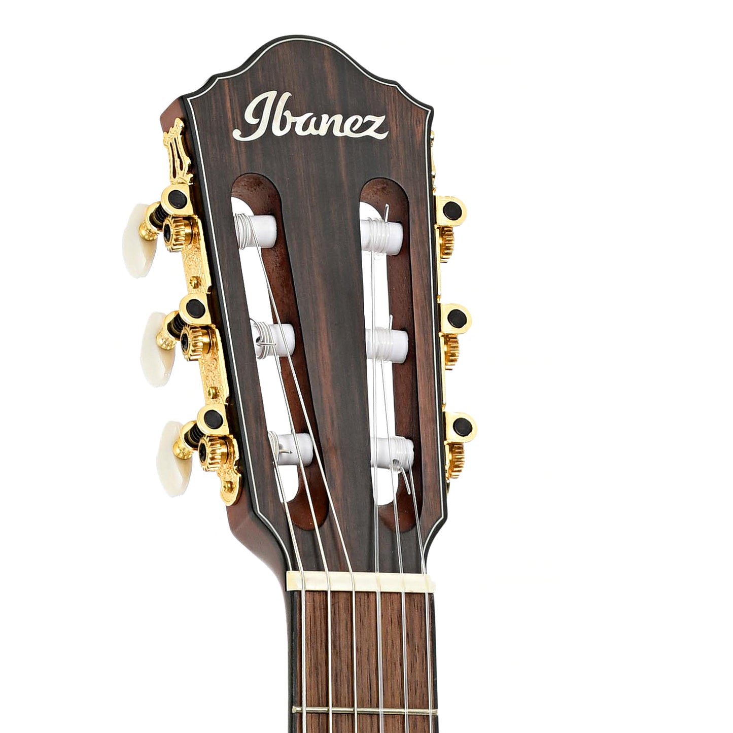 Headstock of Ibanez FRH10N Acoustic-Electric Nylon String Guitar, Natural Flat