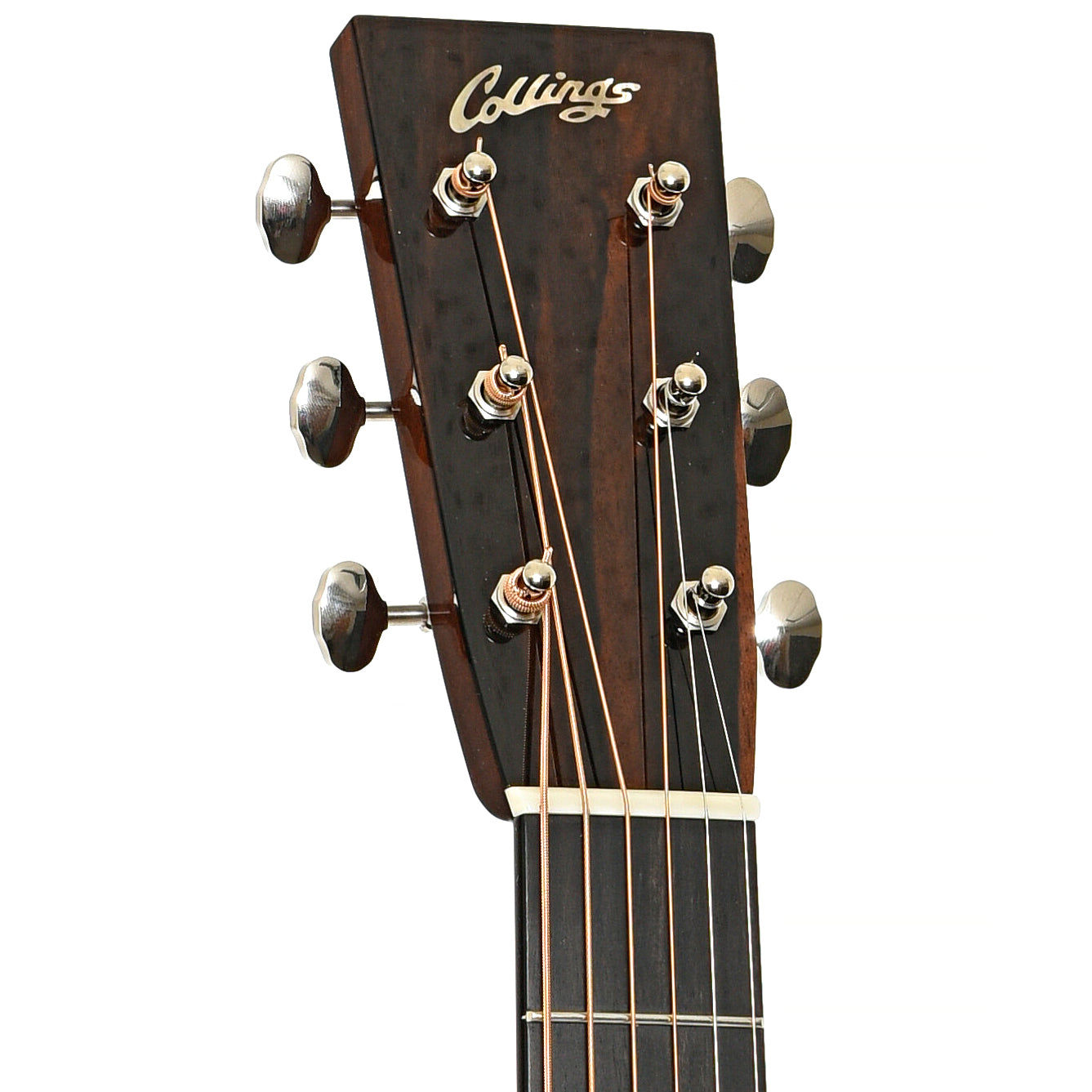 Front headstock of Collings D2HT Traditional Series Acoustic Guitar, Adirondack Top