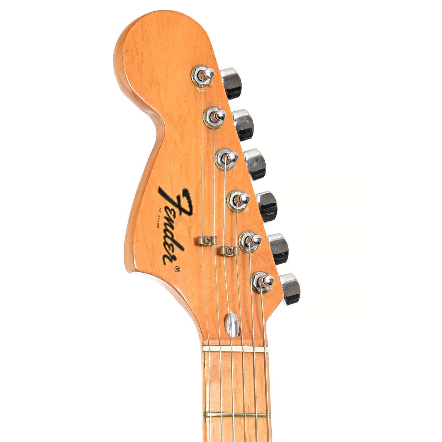 Front headstock of Fender Stratocaster LH Electric Guitar (1974)