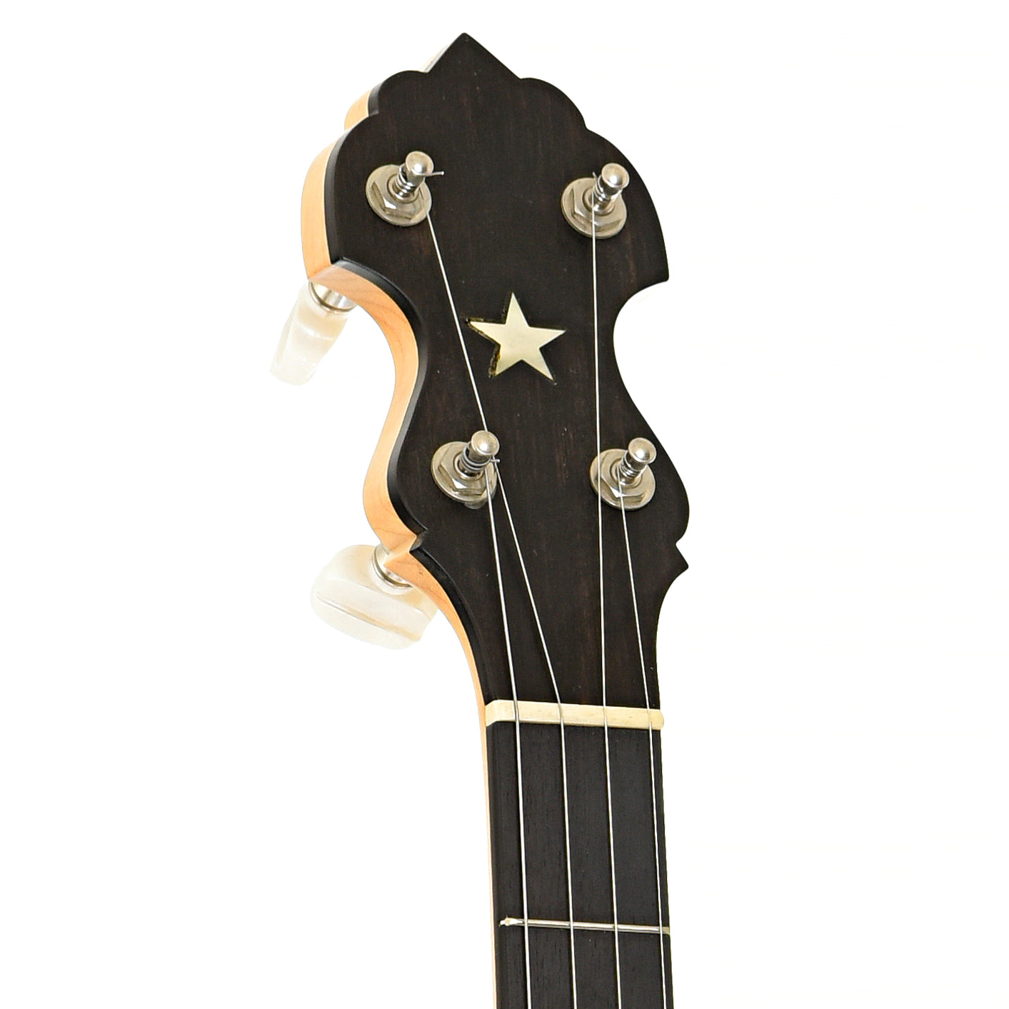 Front headstock of Bart Reiter Special Open Back Banjo (1996)