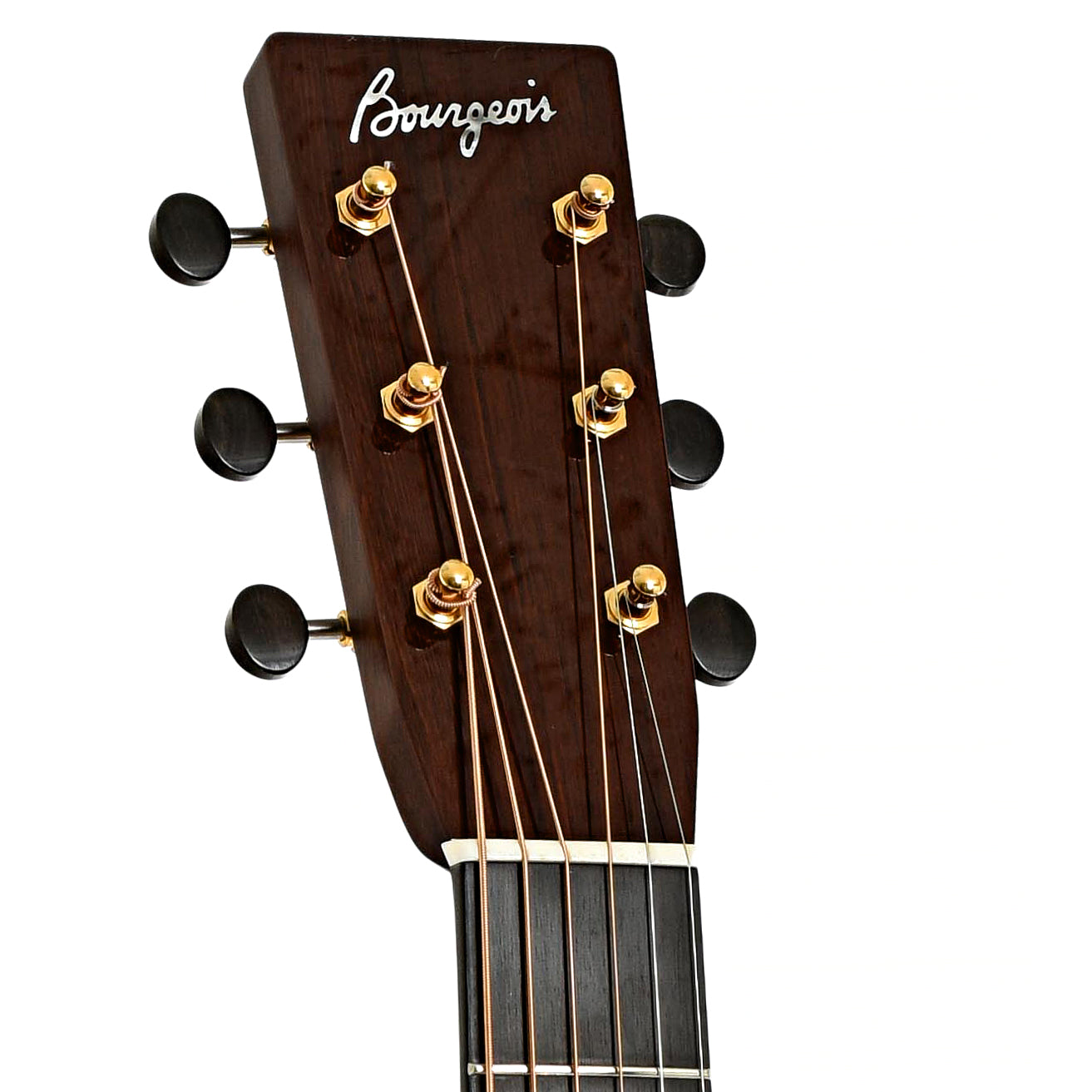 Headstock of Bourgeois Legacy Series Soloist OM Cutaway Acoustic Guitar