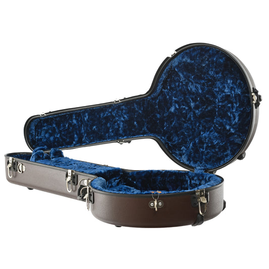 Inside of Calton Deluxe Banjo Case, Gibson 5-String Resonator Banjo - Brown with Blue Lining