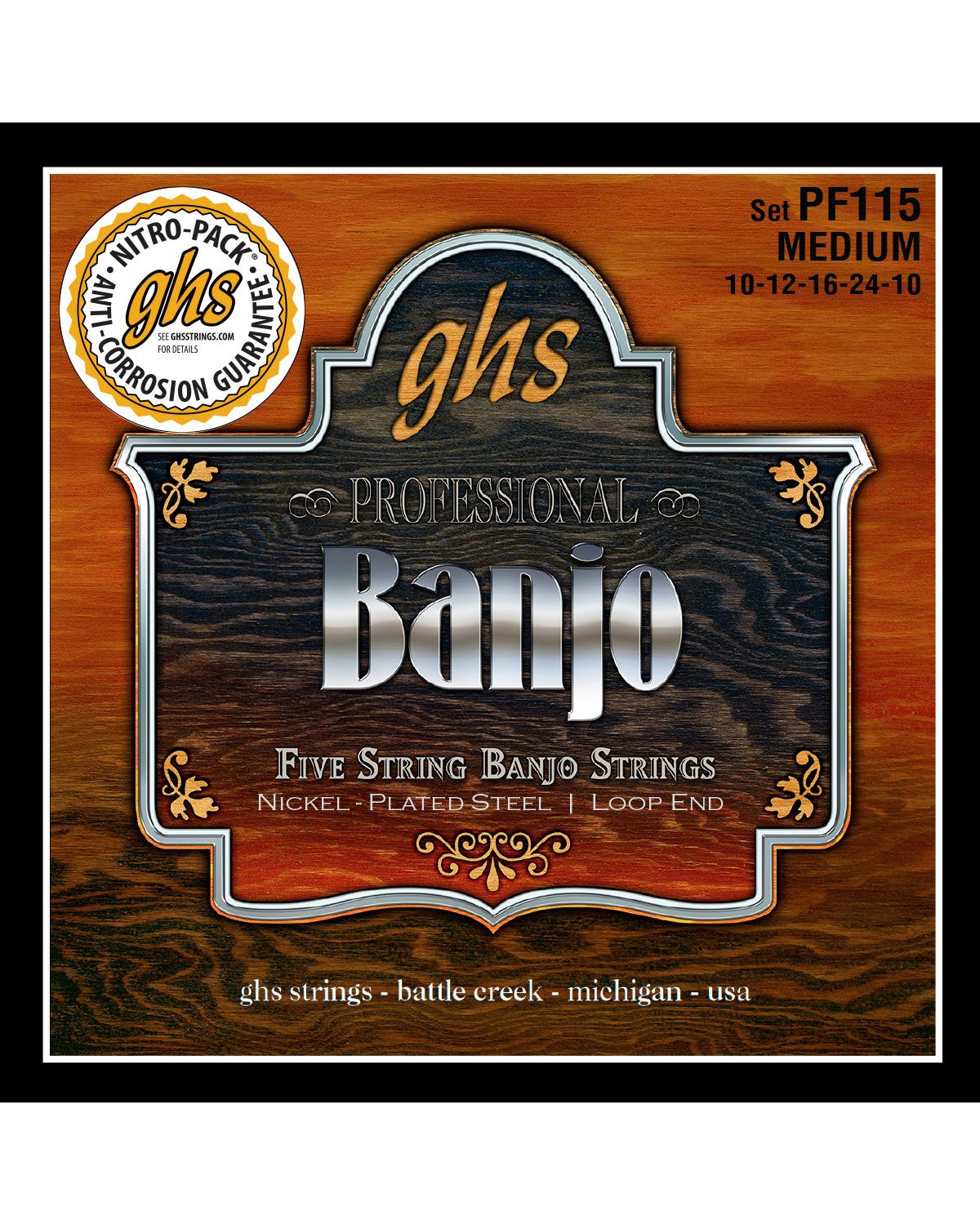 Image 1 of GHS PF115 Medium Gauge Nickel Plated Steel 5-String Banjo Strings - SKU# PF115 : Product Type Strings : Elderly Instruments