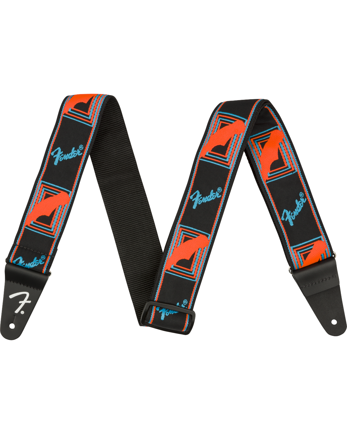 Image 1 of Fender Neon Monogrammed Strap, Blue/Orange - SKU# FNEON-BLUE/ORNG : Product Type Accessories & Parts : Elderly Instruments