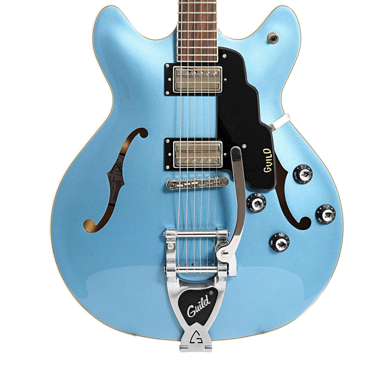 Front of Guild Starfire I Double Cutaway Semi-Hollow Body  Pelham Blue