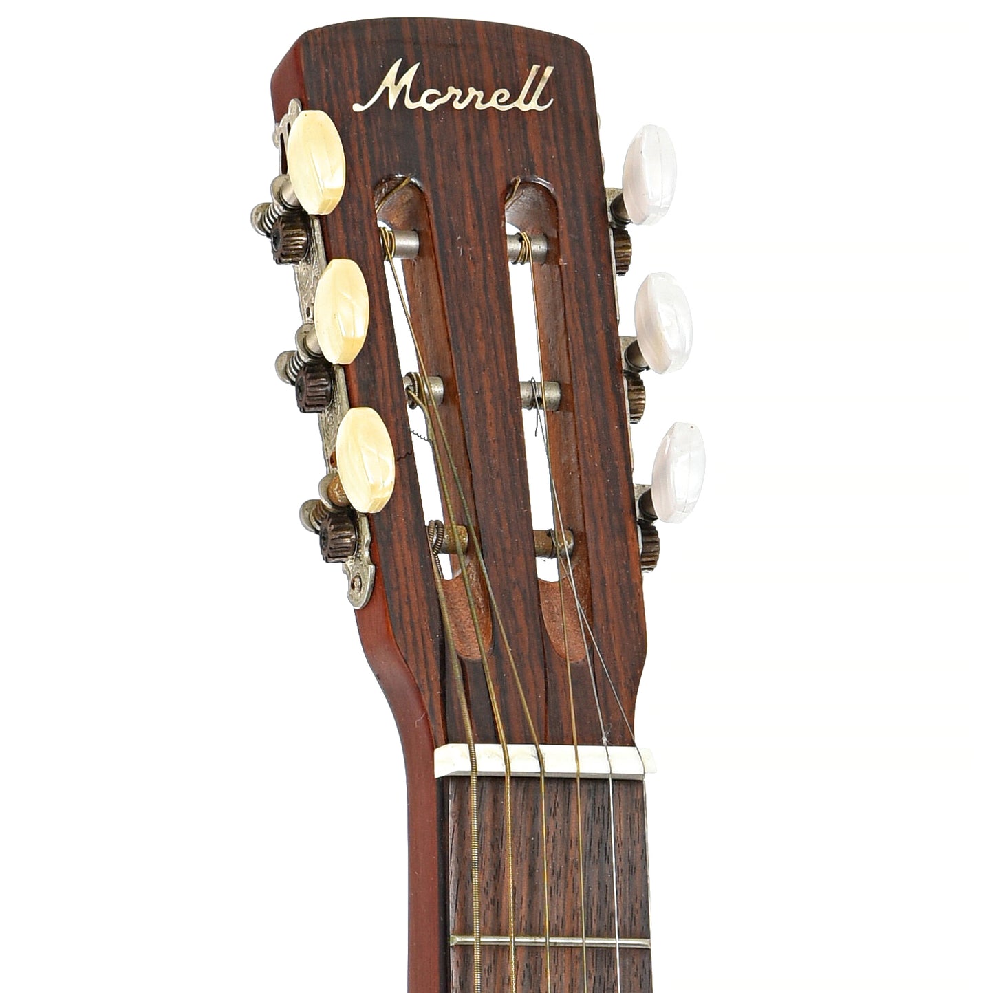 Front headstock of Morrell MD1 Squareneck Resonator Guitar (1990s)