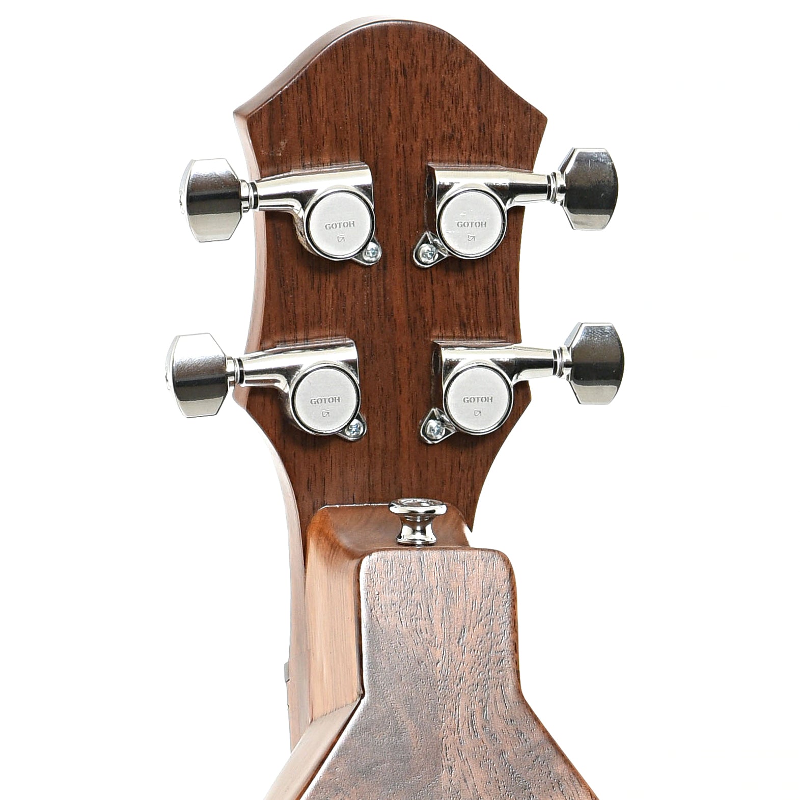 Back headstock of McSpadden Ginger 3/4 Size Walnut & Redwood Lap Dulcimer 