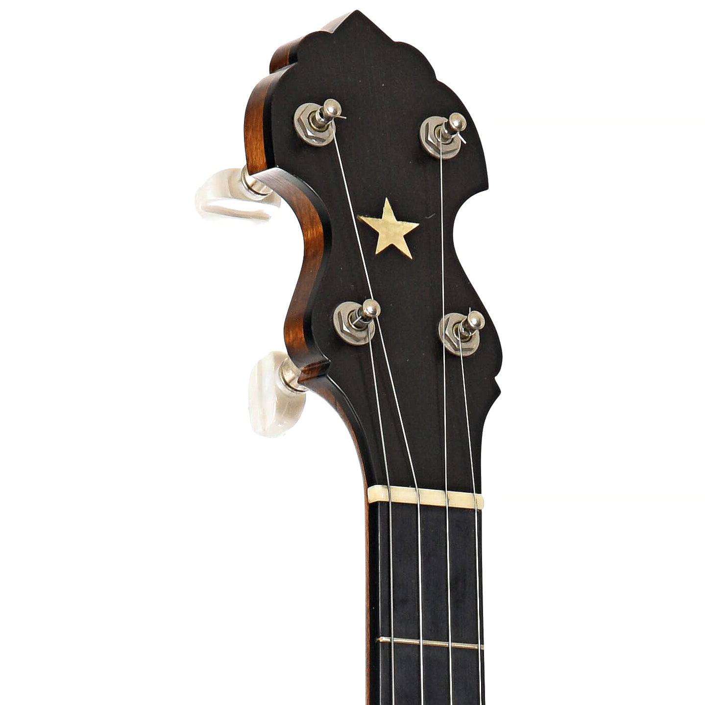 Front headstock of Bart Reiter Special Open Back Banjo (1998)