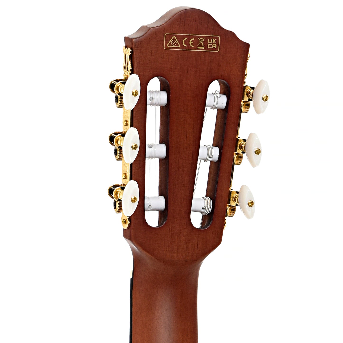 Back headstock of Ibanez FRH10N Acoustic-Electric Nylon String Guitar, Indigo Blue Metallic Flat