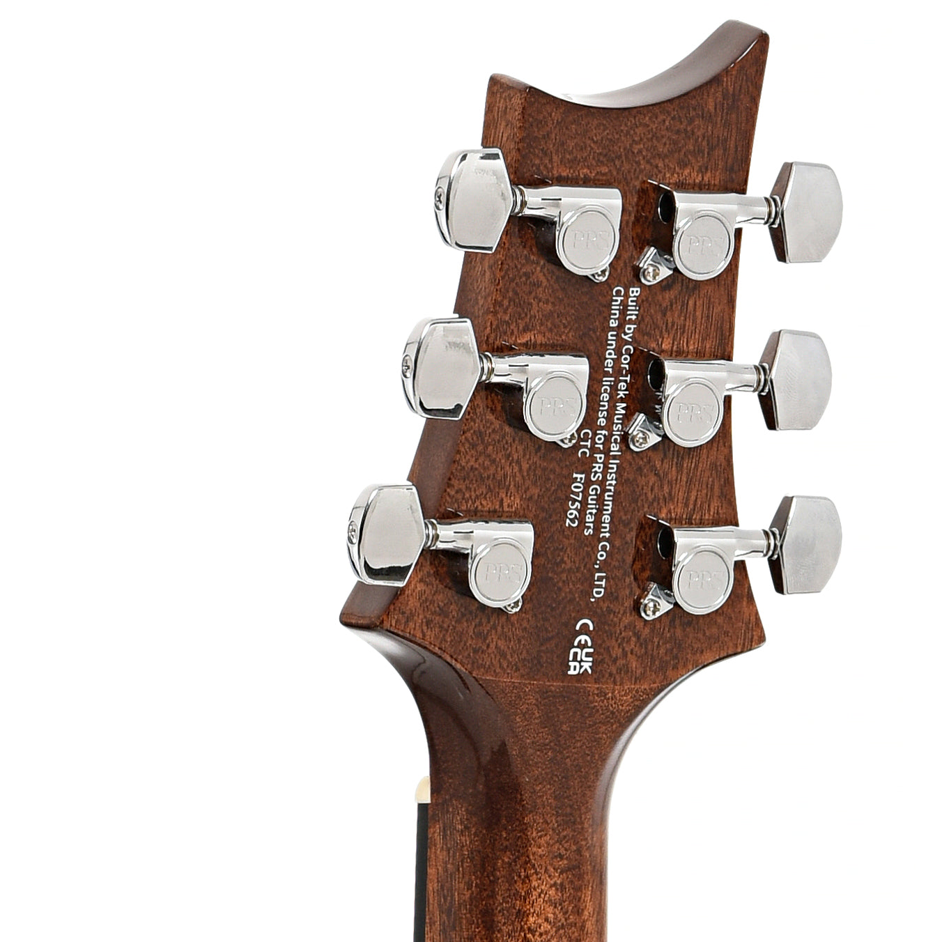 Back headstock of PRS SE A50E Acoustic-Electric Guitar, Natural w/ Black Gold Burst (2022)