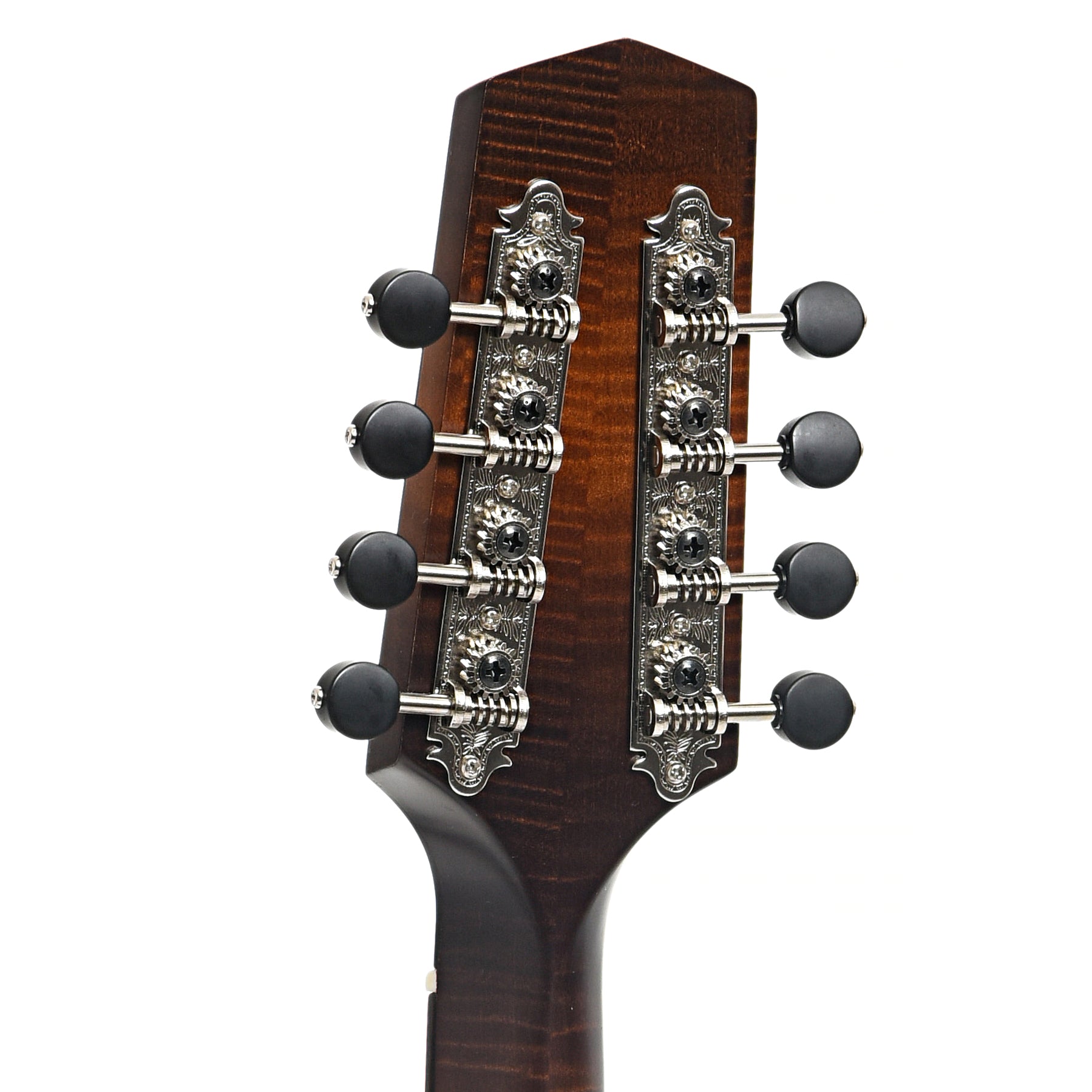 BAck headstock of Northfield NFM-M5 Quickstep Mandola, Dark Leatherburst