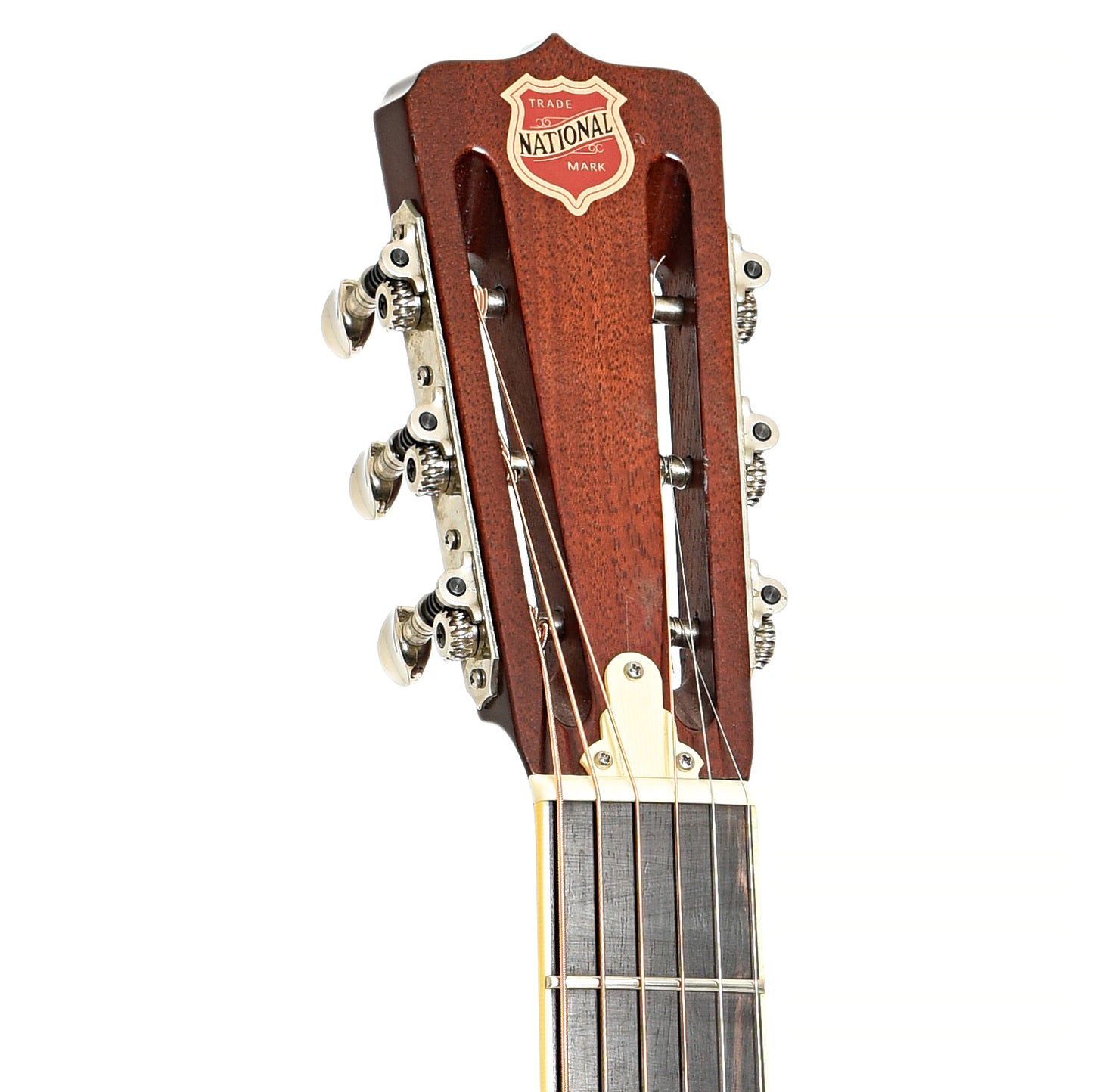 Front headstock of National K-1 Tricone Roundneck Resonator Guitar (2003)