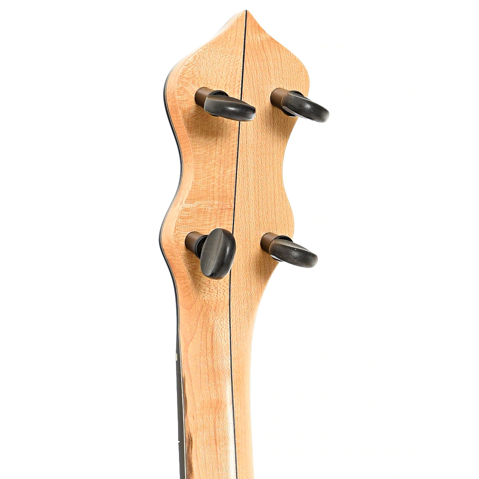 Back headstock of Chuck Lee Prairieville Openback Banjo #861, 12" Rim, Brass Hoop Tone Ring