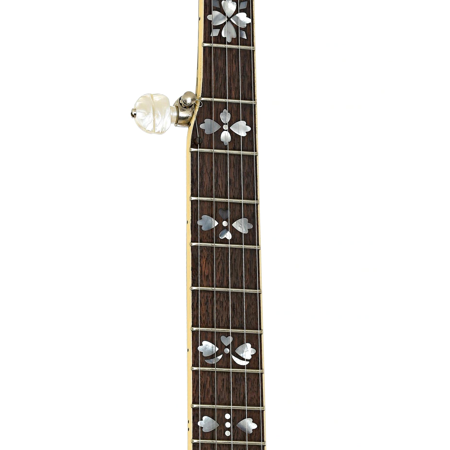 Fretboard of Conrad-Kasuga Hearts & Flowers Resonator Banjo