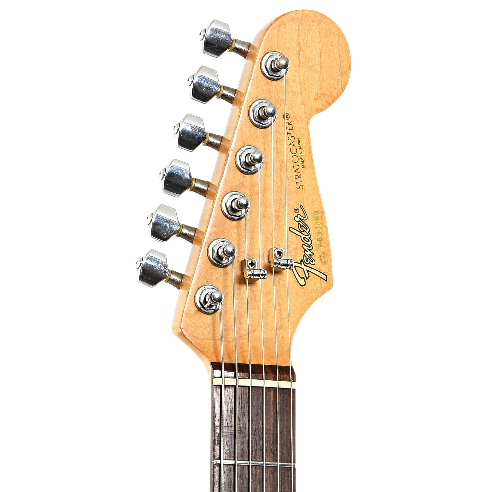 Front headstock of Fender Standard Stratocaster Electric Guitar (c.1987)