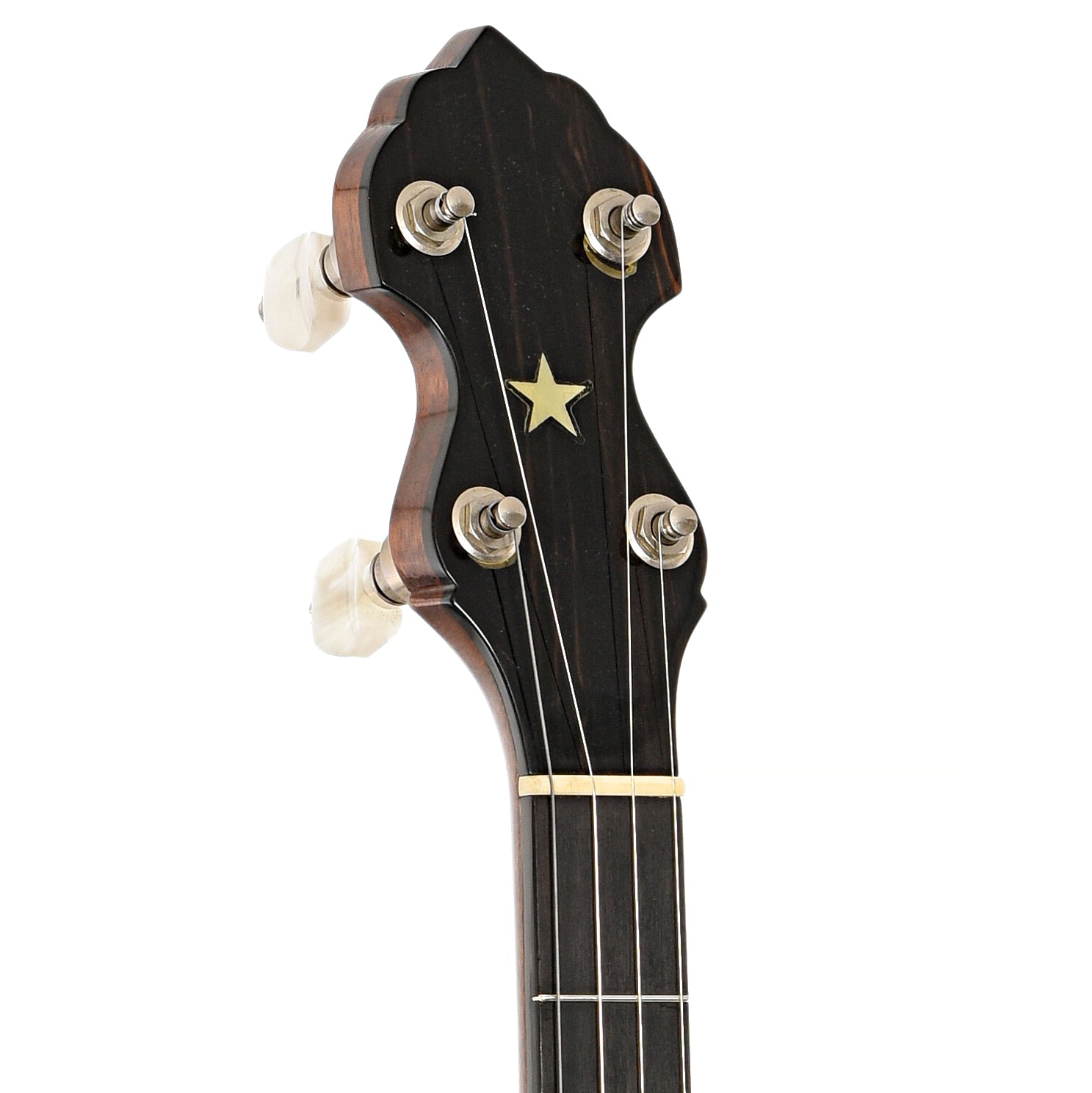 Front headstock of Bart Reiter Standard Open Back Banjo (1983)