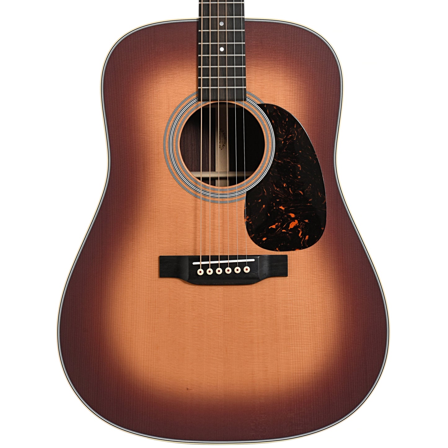 Front of Martin D-28 Satin, Amberburst