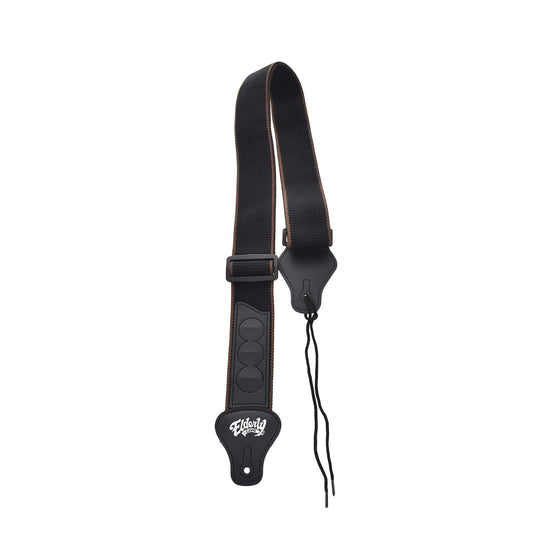 Front and back of Elderly Logo Cloth Instrument Strap, Black