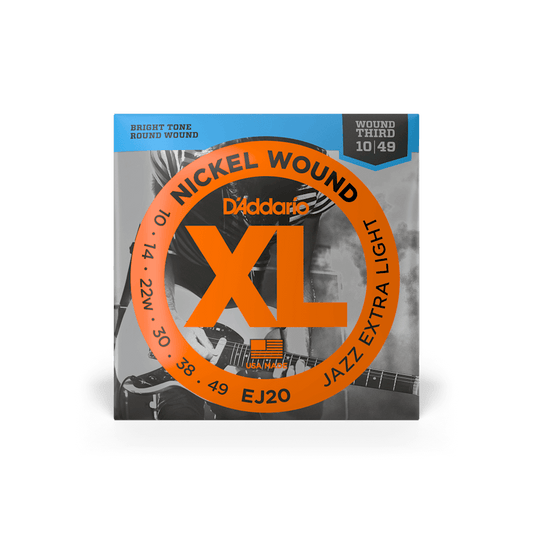 D'Addario EJ20 XL Nickel Round Wound Jazz Extra Light Gauge Electric Guitar Strings, Front