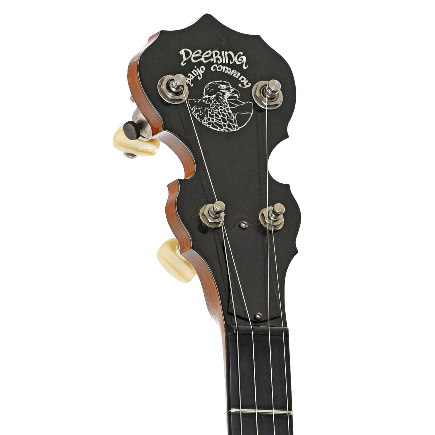 Front headstock of Deering Deluxe Resonator Banjo (1982)