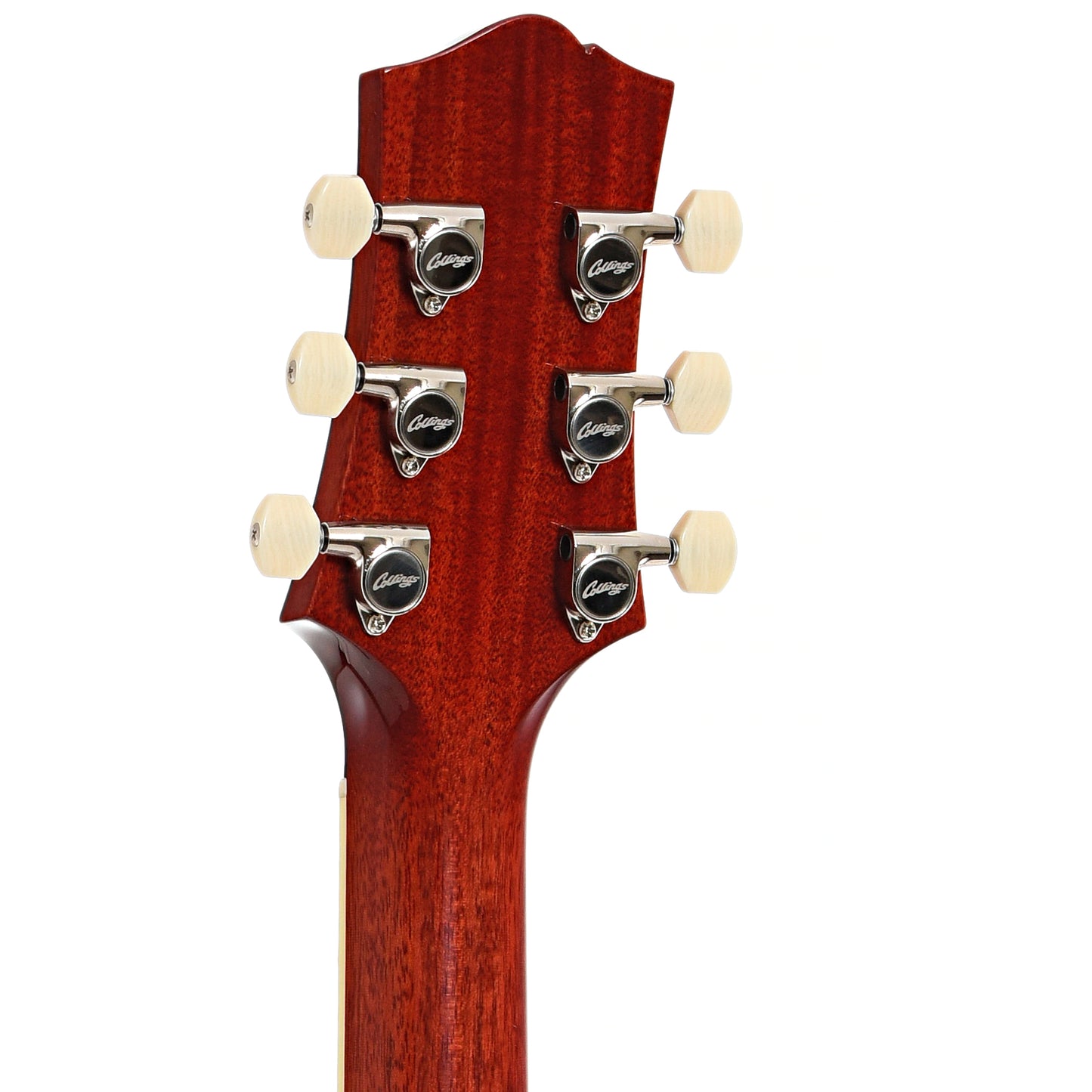 BAck headstock of Collings CL Electric Guitar, Dark Cherry Sunburst