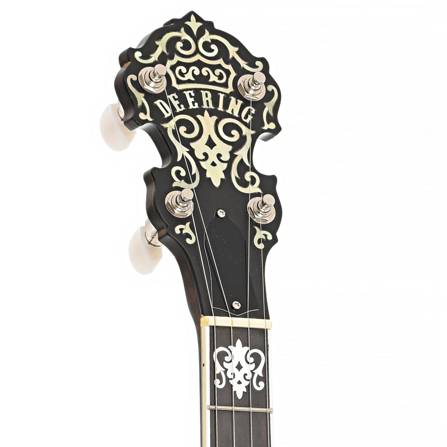 Front headstock of Deering John Hartford  Pop-On Resonator Banjo (2006)