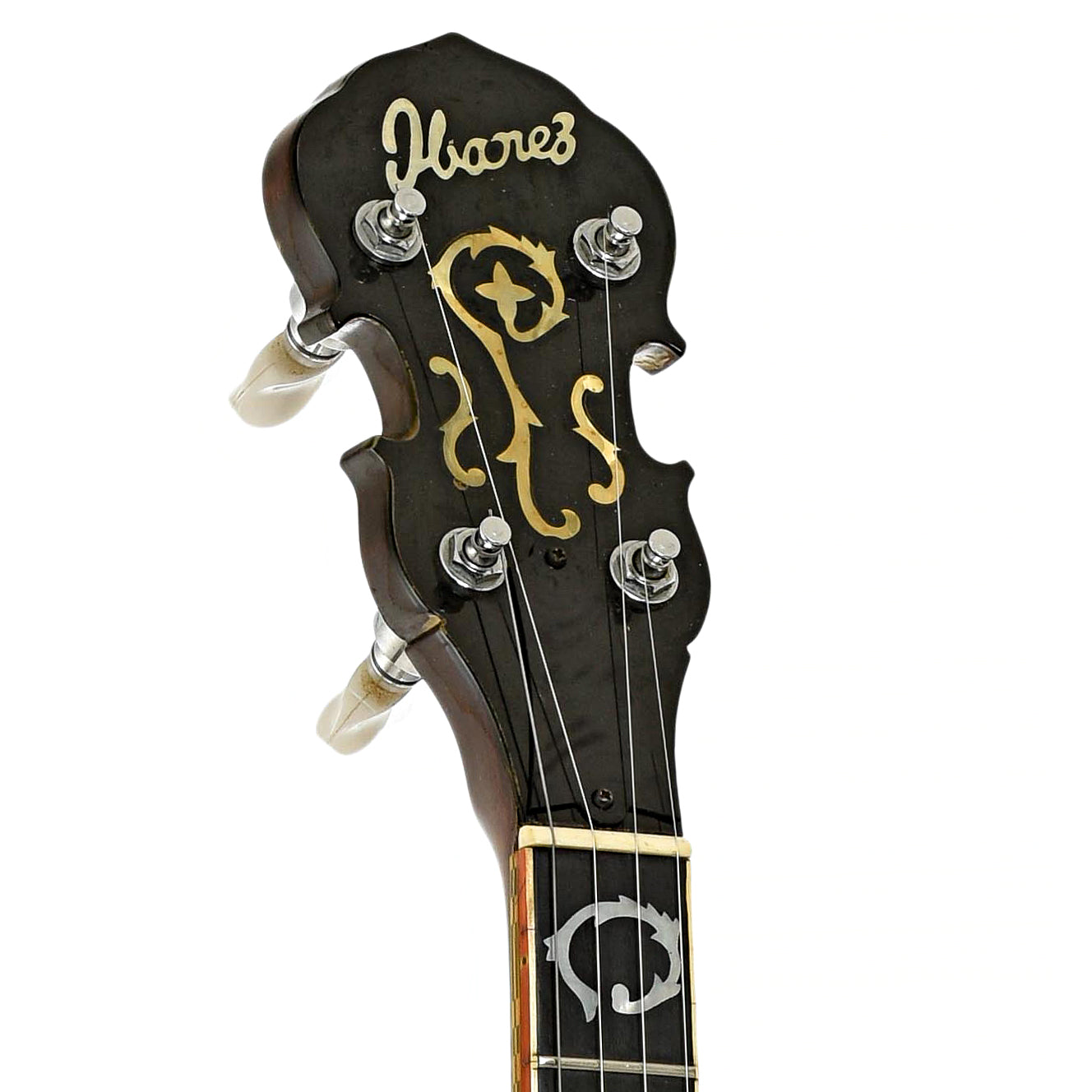 Headstock of Ibanez Artist Wreath Resonator Banjo