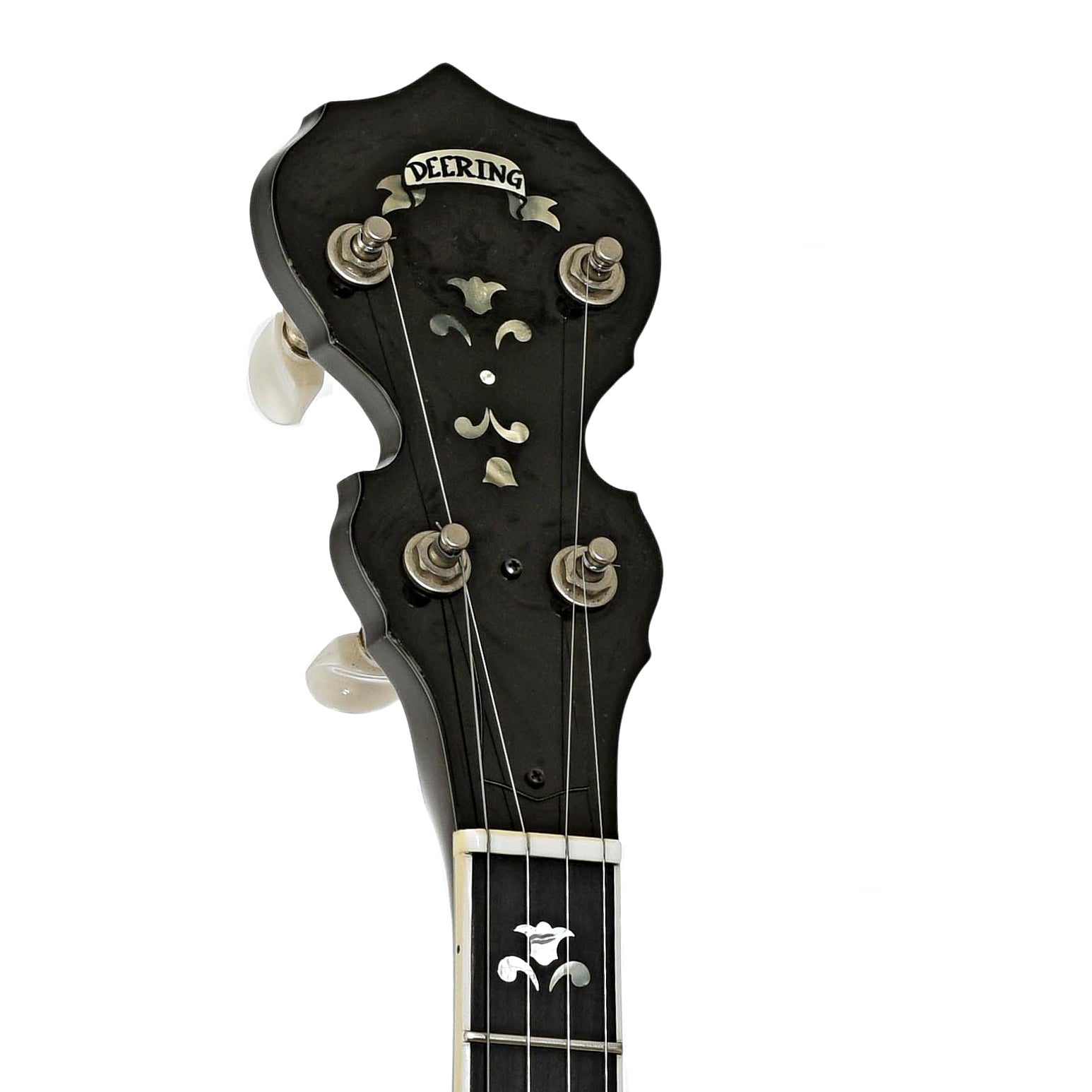 Headstock of Deering Maple Blossom Resonator Banjo