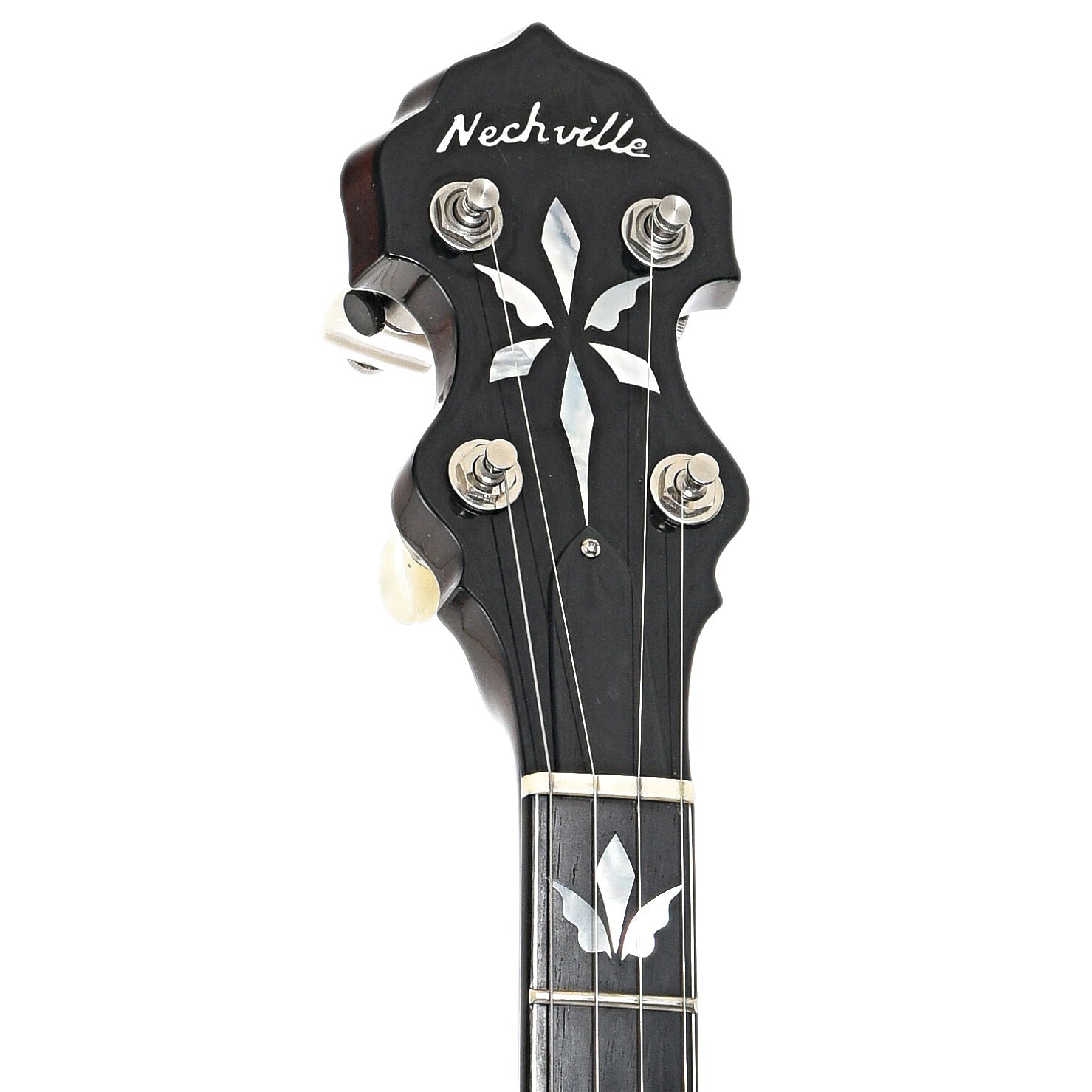 front headstock of Nechville Classic Deluxe Resonator Banjo (2019)