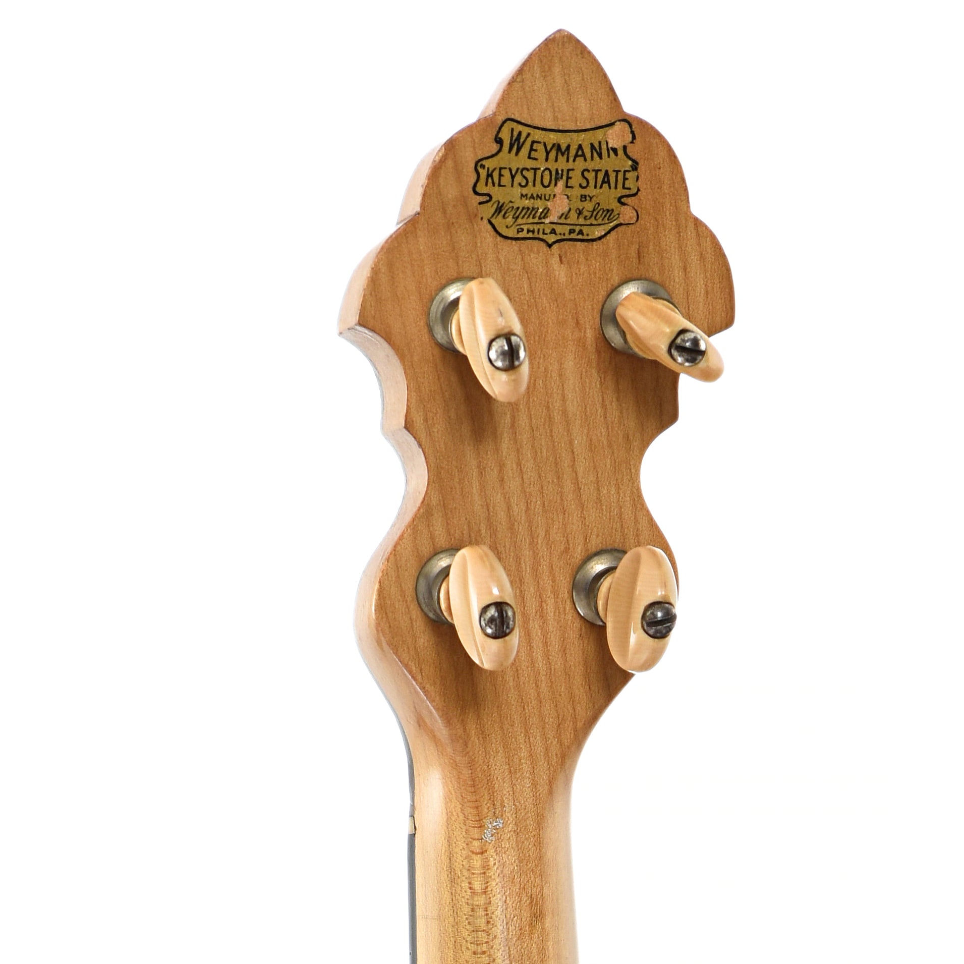 Back headstock of Weymann Style 225 Banjo Ukulele (c.1924)