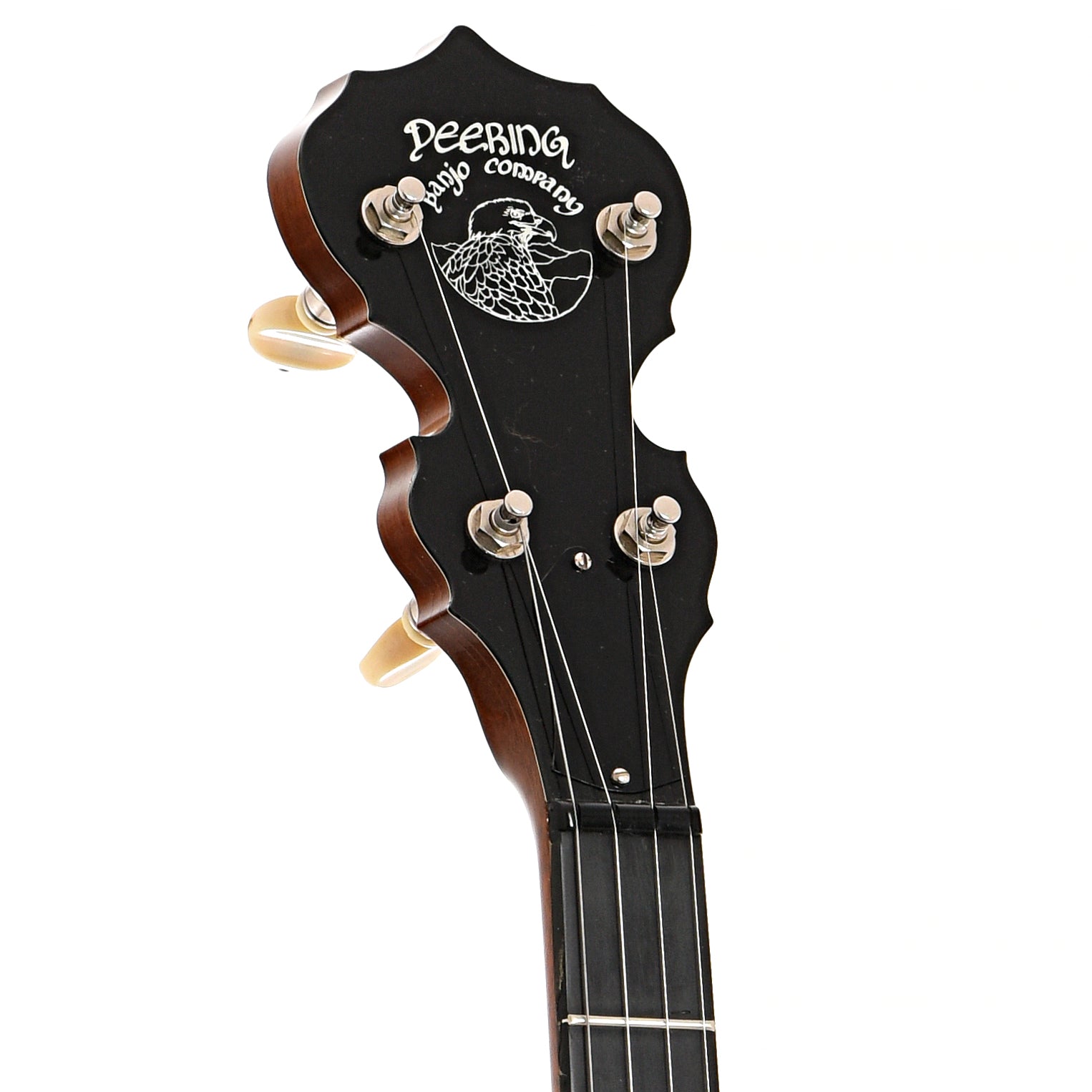 Front headstock of Deering Deluxe Resonator Banjo 