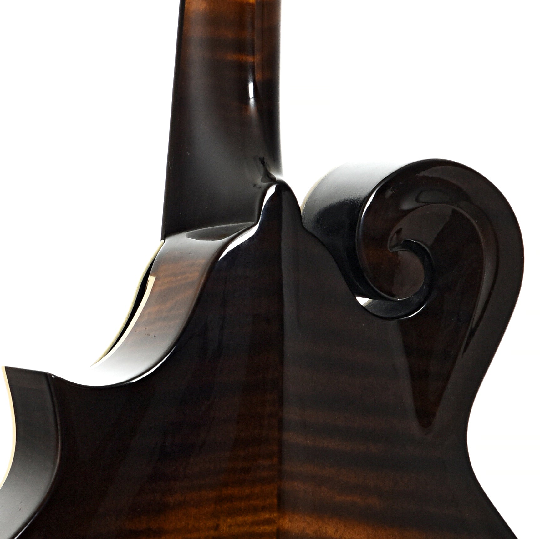 Heel of Northfield F5S Limited S Series F-Style Mandolin, Wide Nut, Dark Cherryburst