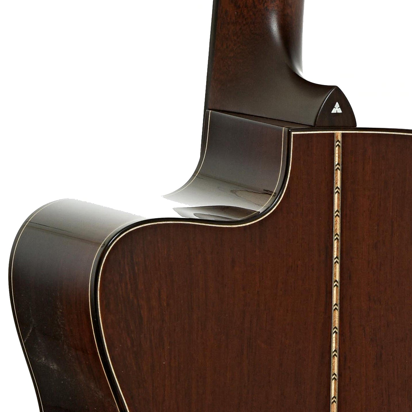 Neck joint of Bourgeois Legacy Series Soloist OM Cutaway Acoustic Guitar