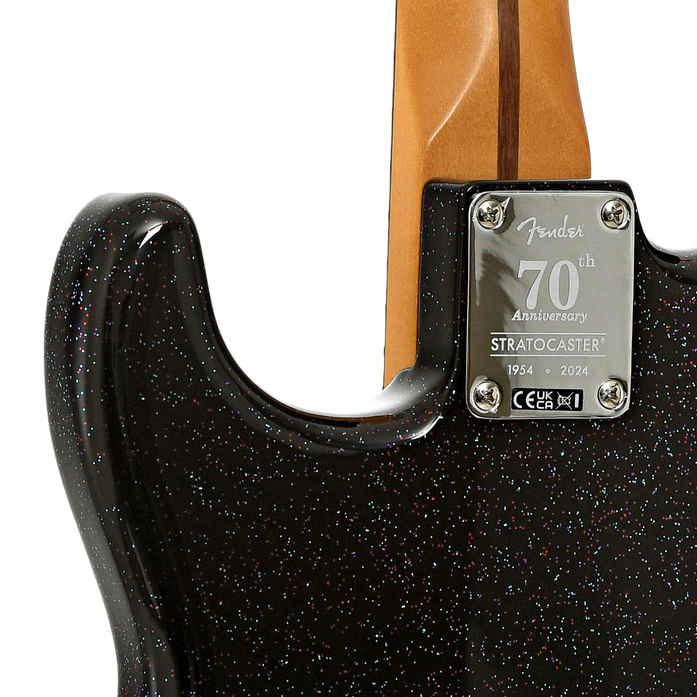 Neck joint of Fender 70th Anniversary Player Stratocaster, Nebula Noir