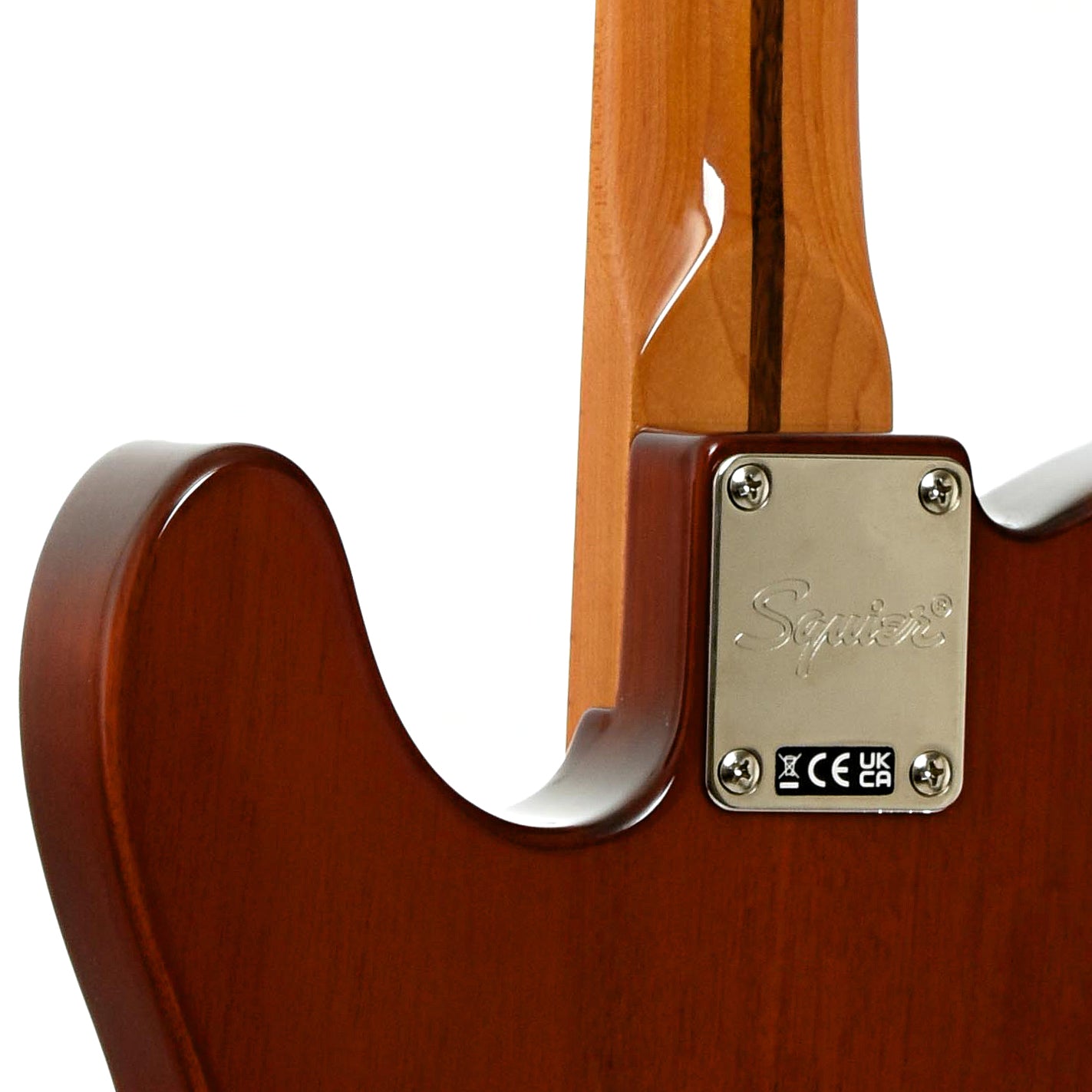 Neck joint of Squier Classic Vibe '60s Telecaster Thinline Electric Guitar