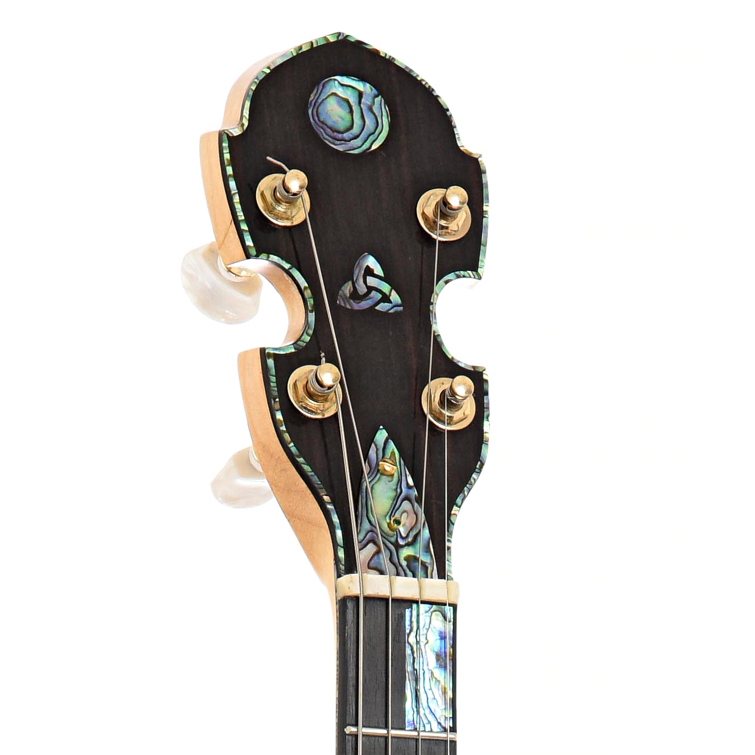 Headstock of Emerald Labasheed Gold Irish Tenor Banjo