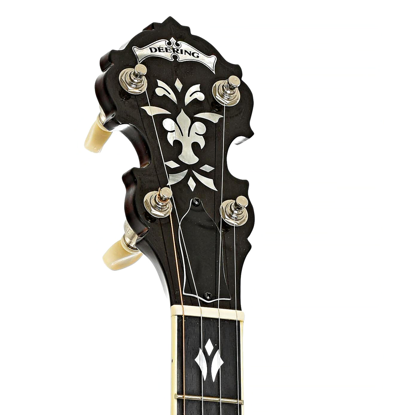 Headstock of Deering Tenbrooks Legacy Resonator Banjo