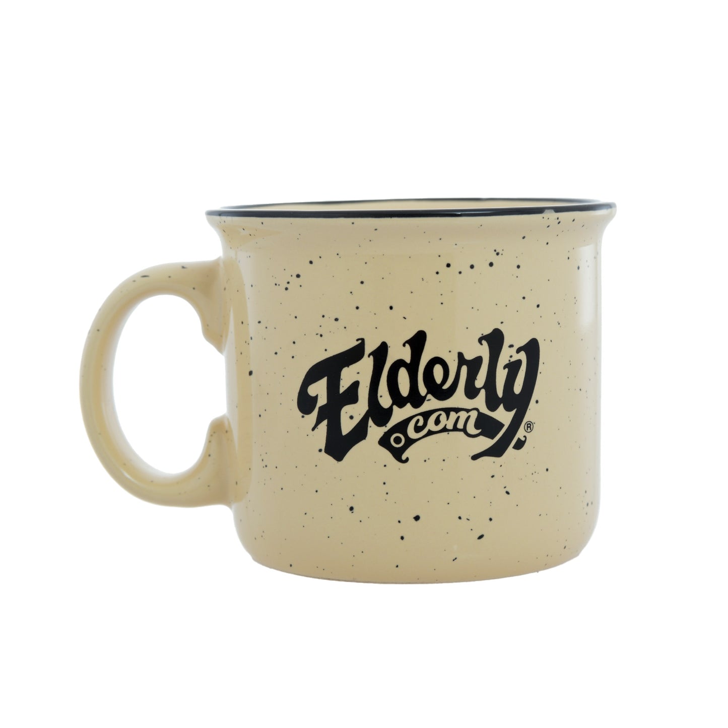 Elderly Logo Camp Mug handle to the left