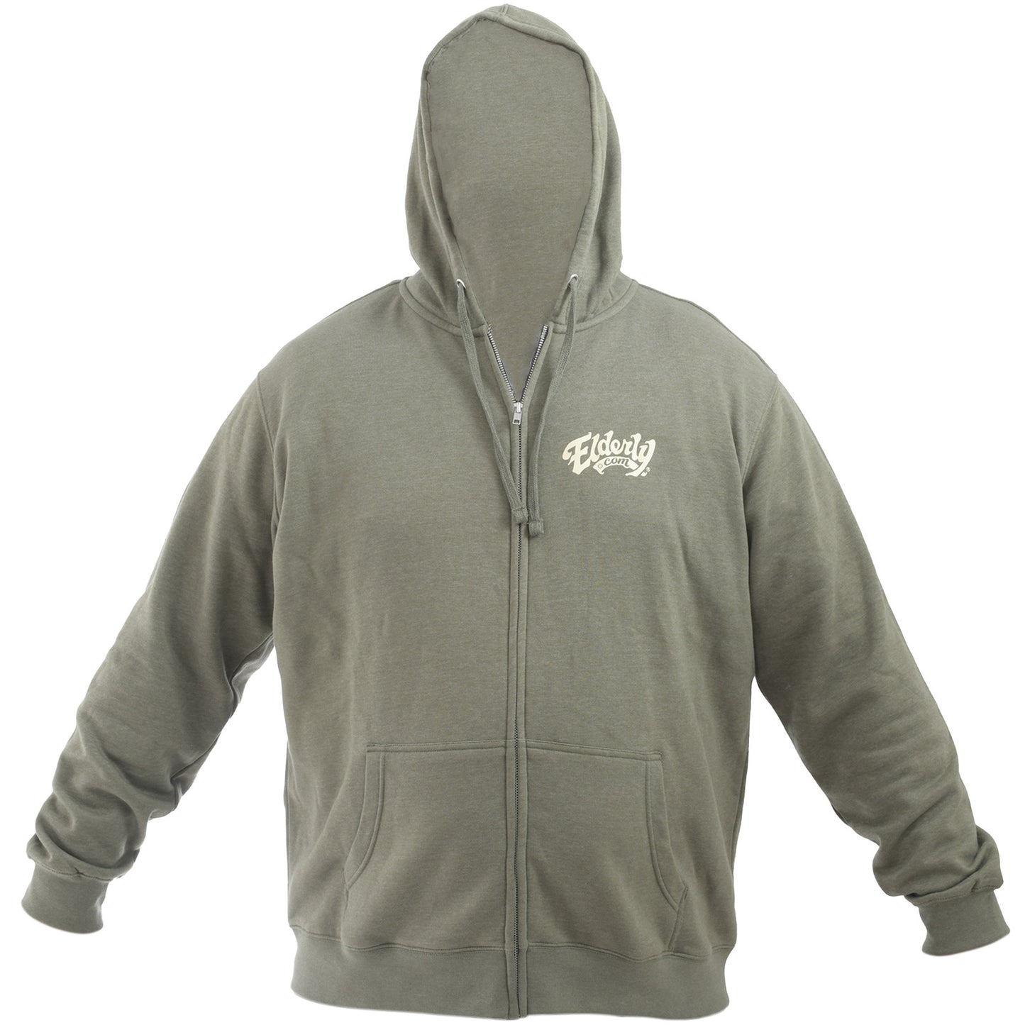 Elderly Logo Zip Up Hoodie, Heathered Olive (Various Sizes)