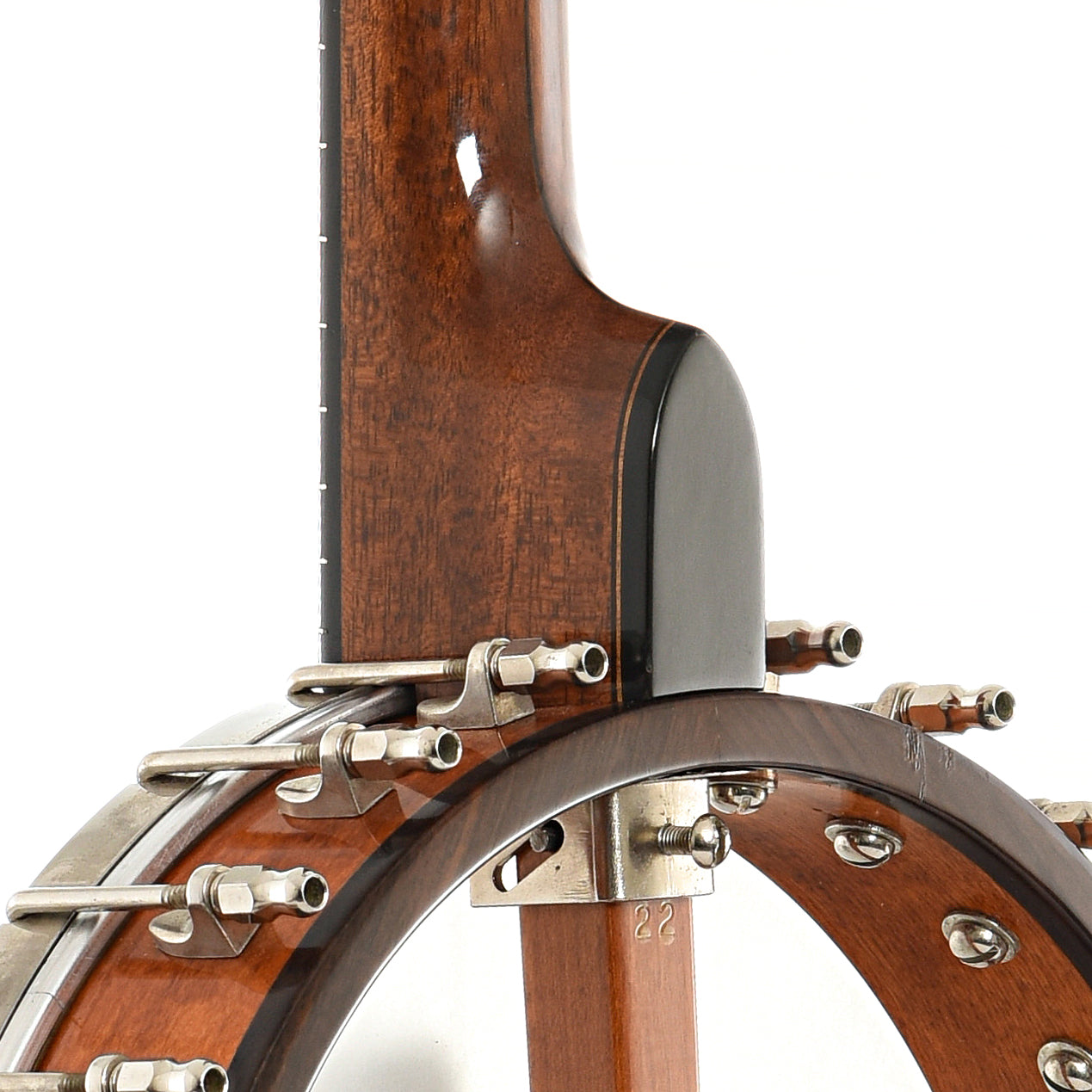 Neck joint of Bart Reiter Standard Open Back Banjo (1983)